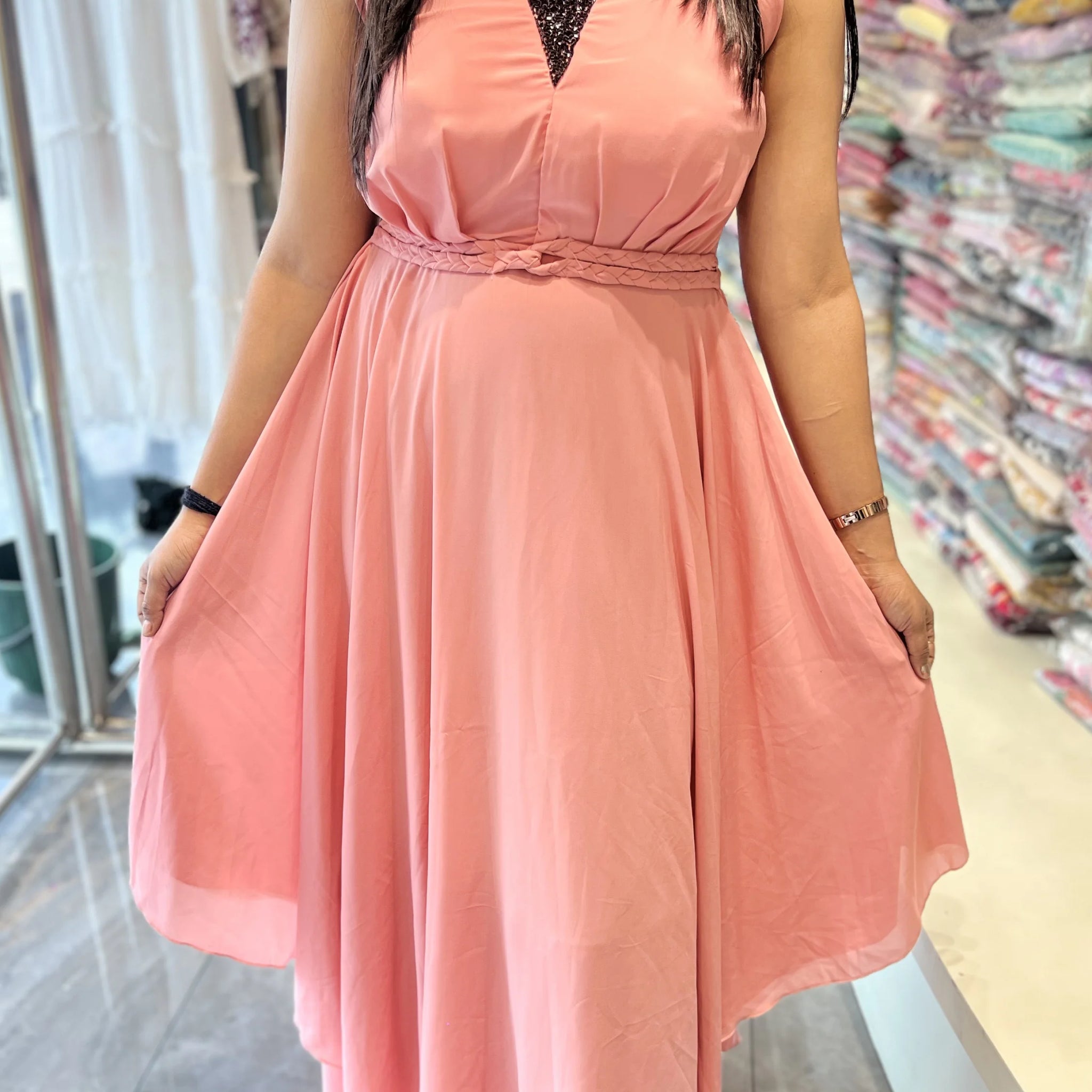 Pink Hand Work Satin Western - CGORIF 567 32