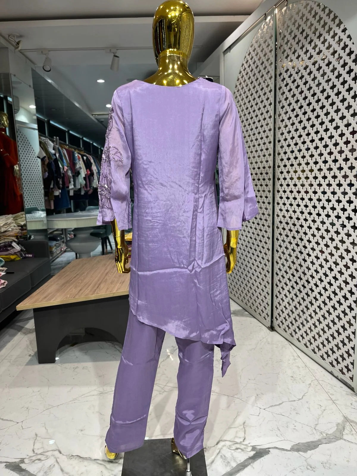 Purple Pure Chinon Handwork 2 Piece Cord Set for Women | Designer Ethnic Co-ord Set