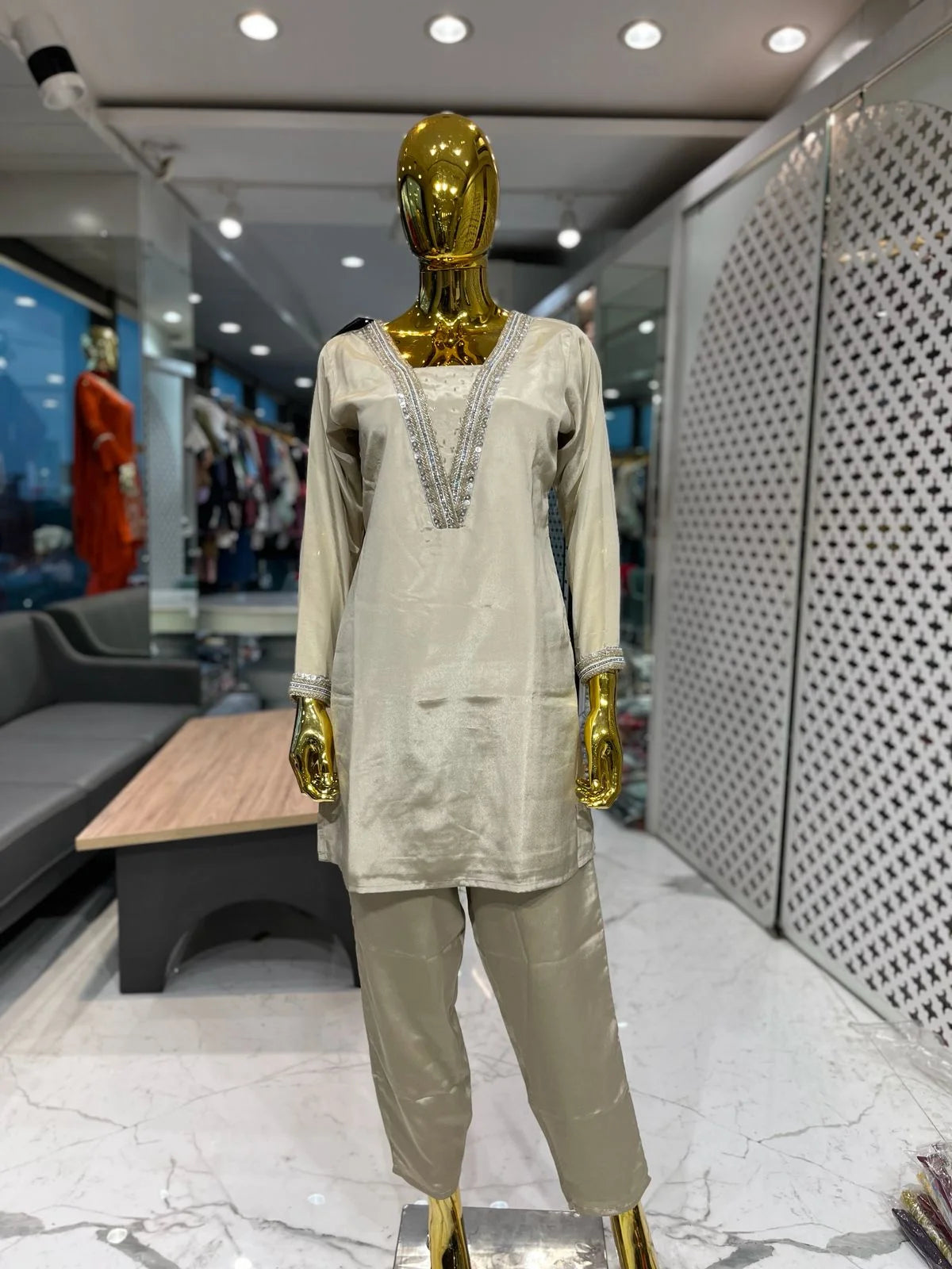 Chiku Pure Crepe Handwork 2 Piece Cord Set for Women | Designer Ethnic Co-Ord Set