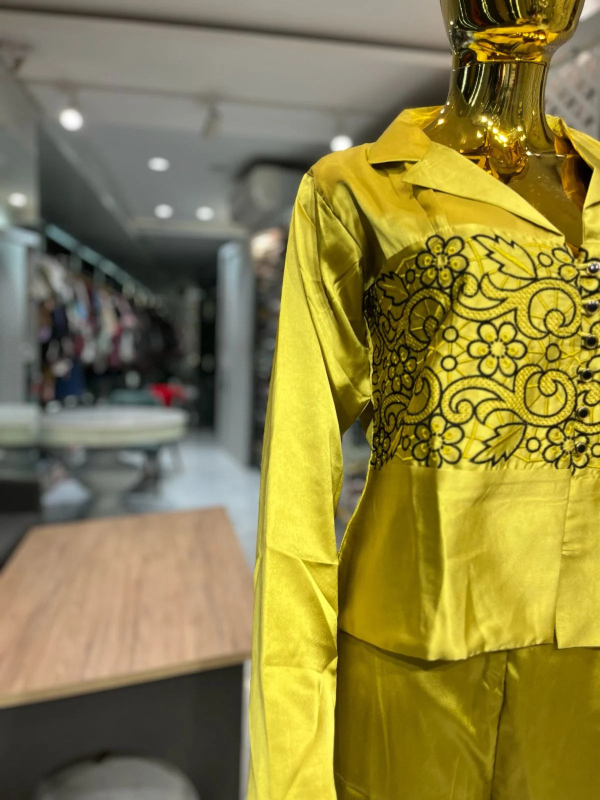 Mustard Yellow Crape Silk Embroidery Work 2 Piece Cord Set for Women | Designer Ethnic Co-ord Set