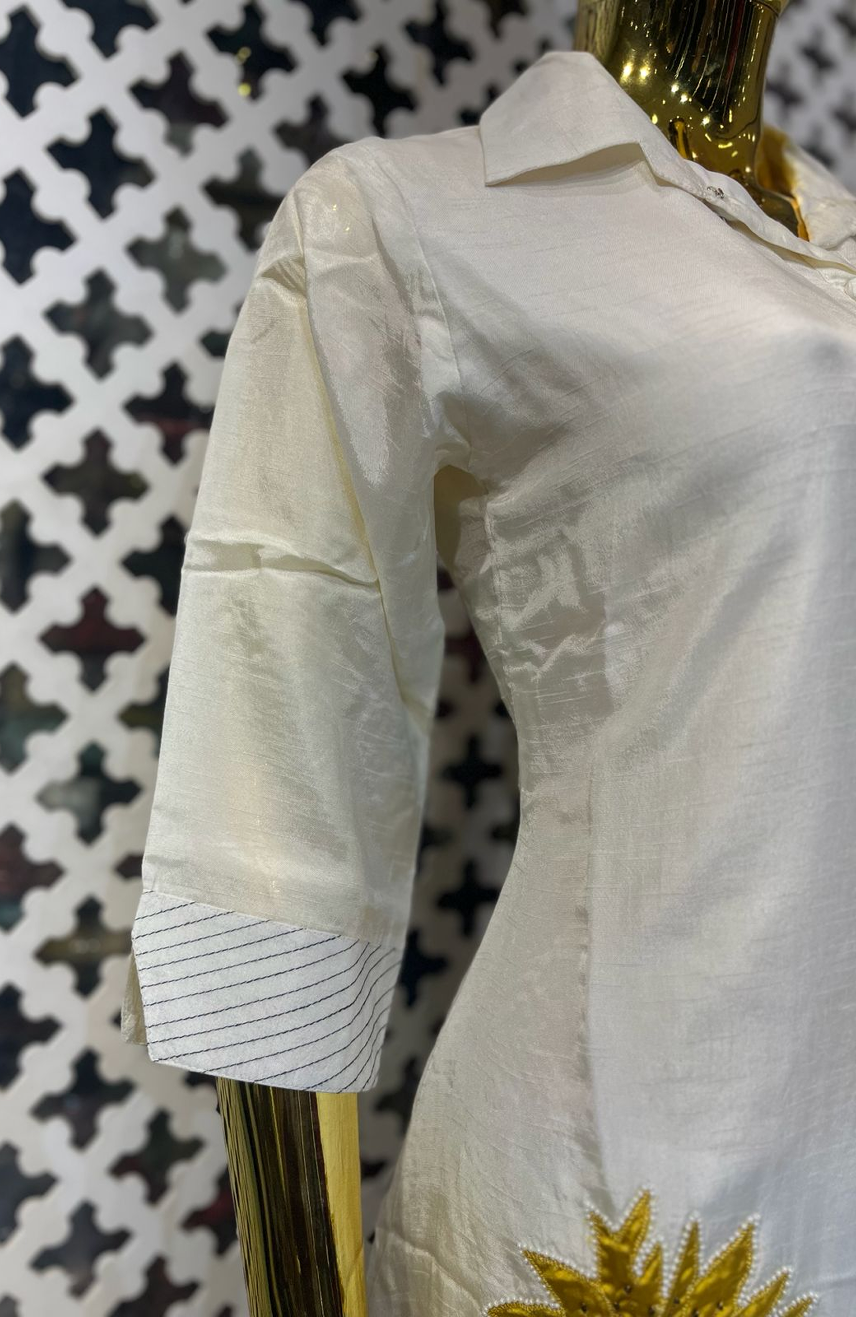 White Pure Silk Hand Work Co-Ord Set for Women | Premium Designer Cord Set