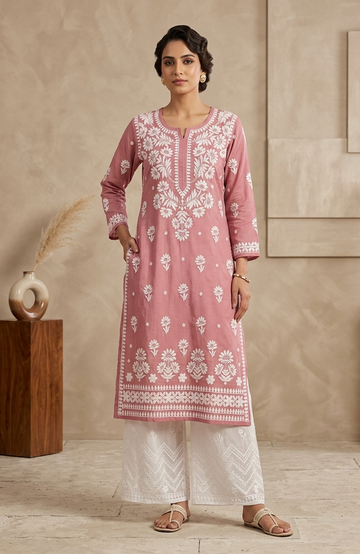 Rayon Lakhnavi Embroidered Kurta Palazzo Set for Women | Elegant 2 Piece Ethnic Outfit