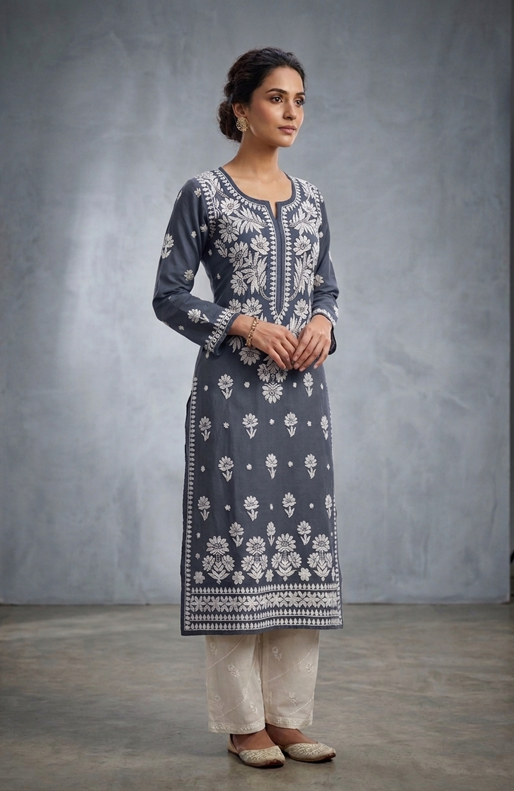 Rayon Lakhnavi Embroidered Kurta Palazzo Set for Women | Elegant 2 Piece Ethnic Outfit