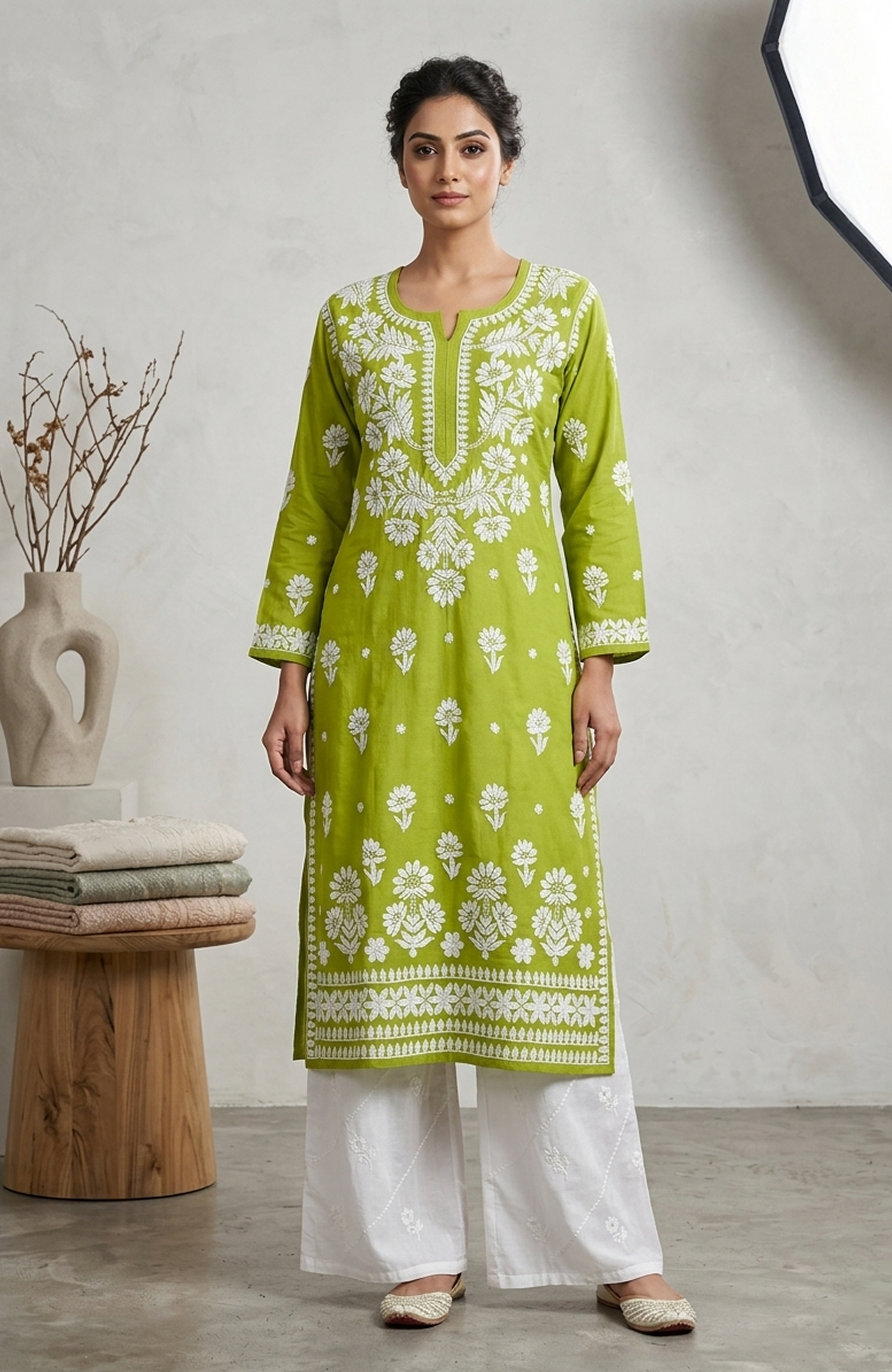 Rayon Lakhnavi Embroidered Kurta Palazzo Set for Women | Elegant 2 Piece Ethnic Outfit