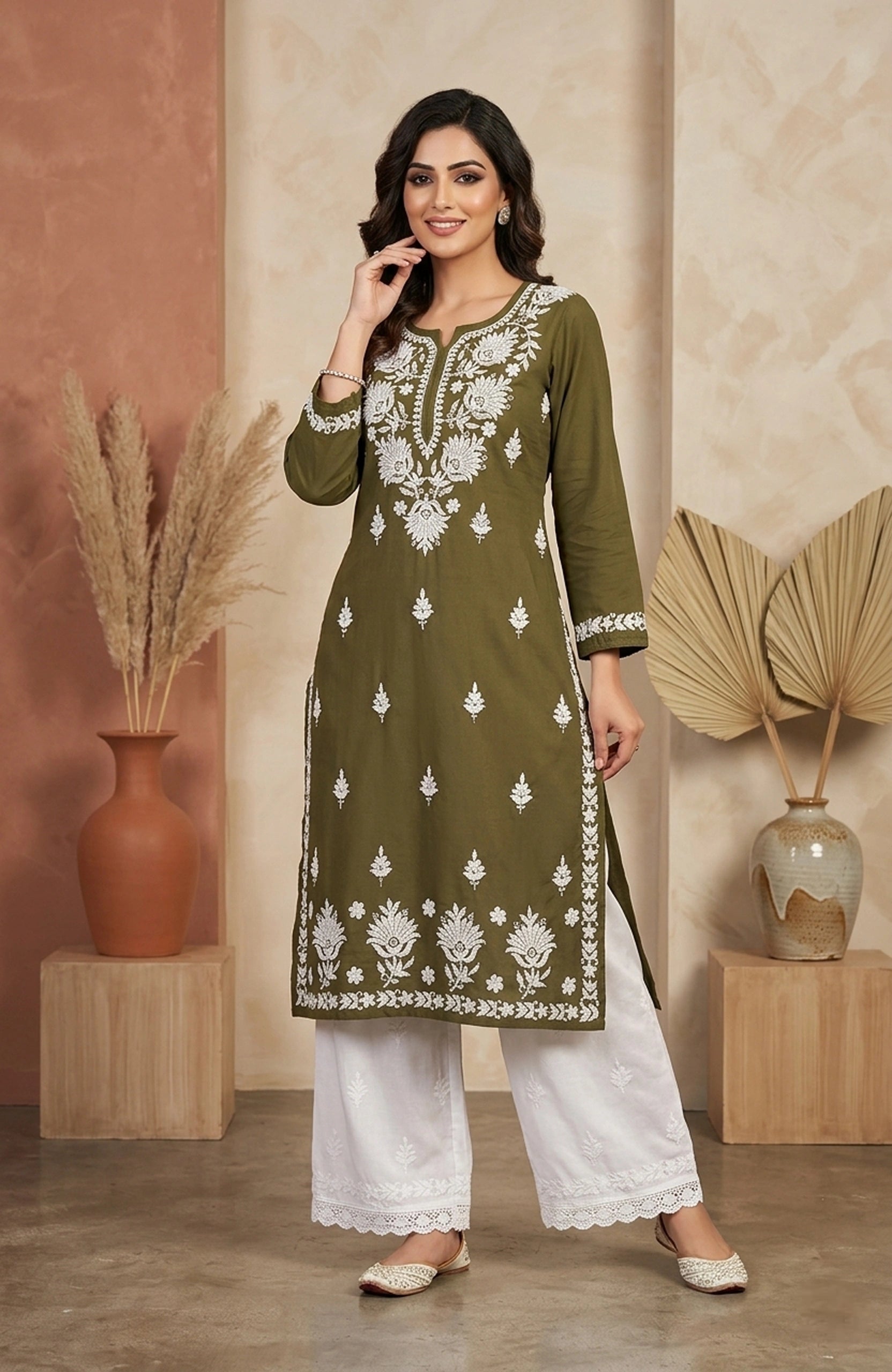 Black Rayon Lakhnavi Embroidered Kurta Palazzo Set for Women | Elegant Ethnic 2 Piece Outfit