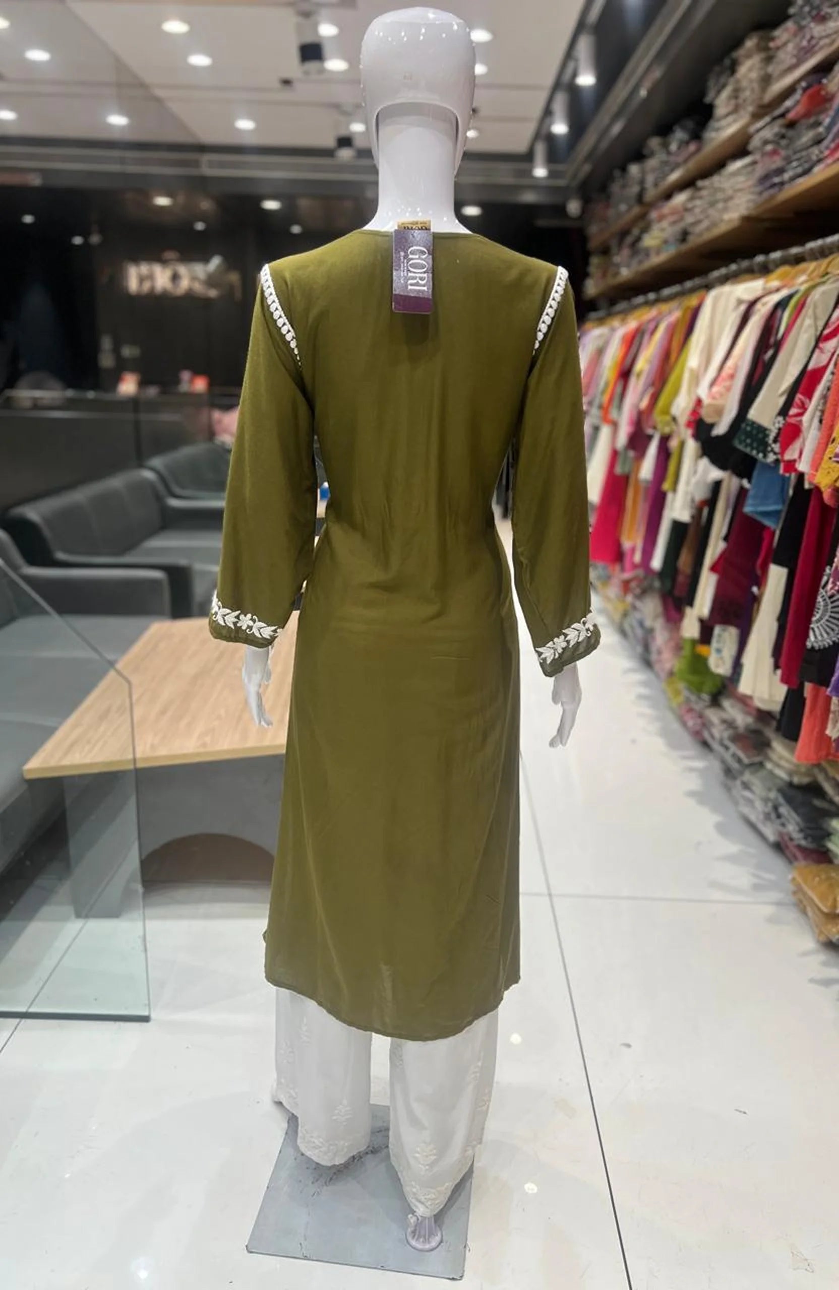 Navy Blue Rayon Lucknowi Work Kurta Plazo Set for Women | Elegant Ethnic 2 Piece Outfit