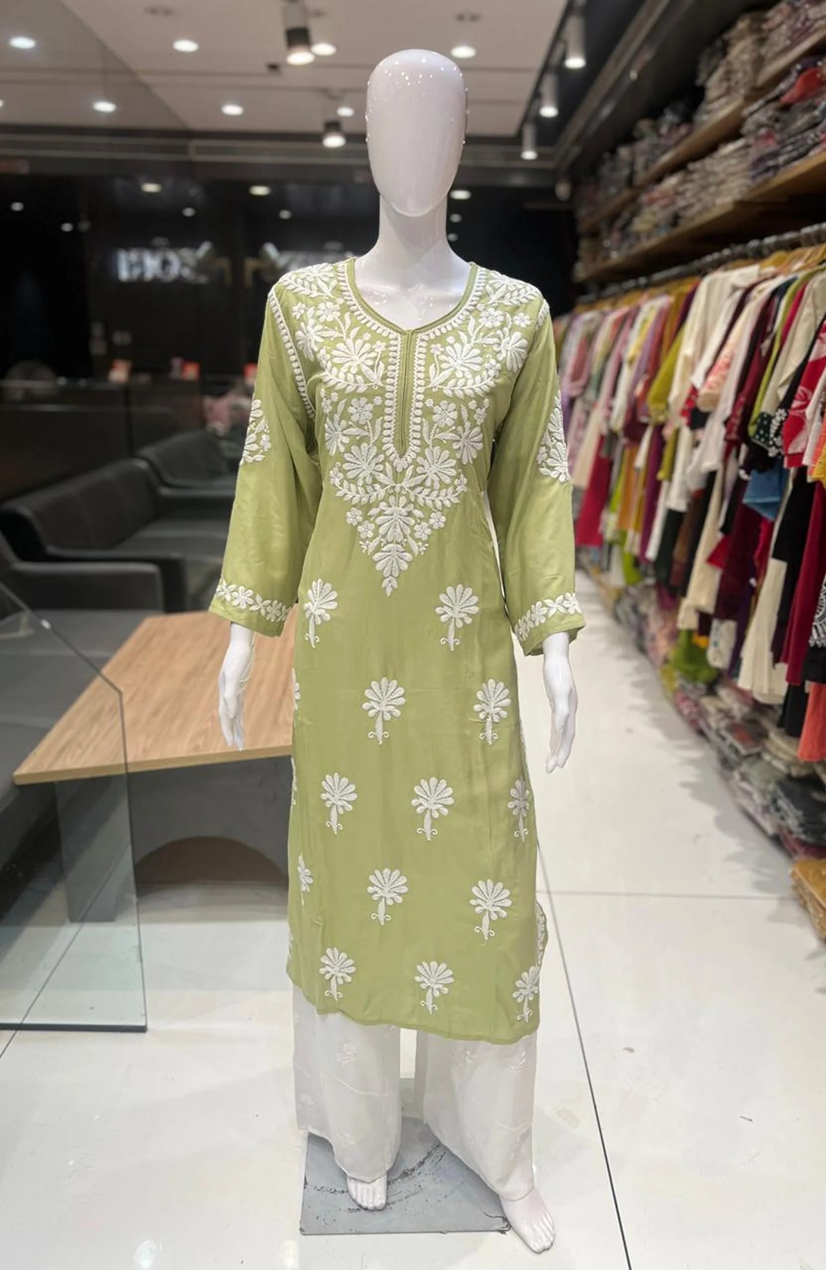 Rust Rayon Lakhnavi Work Kurta with Palazzo Set for Women | Elegant 2 Piece Ethnic Wear