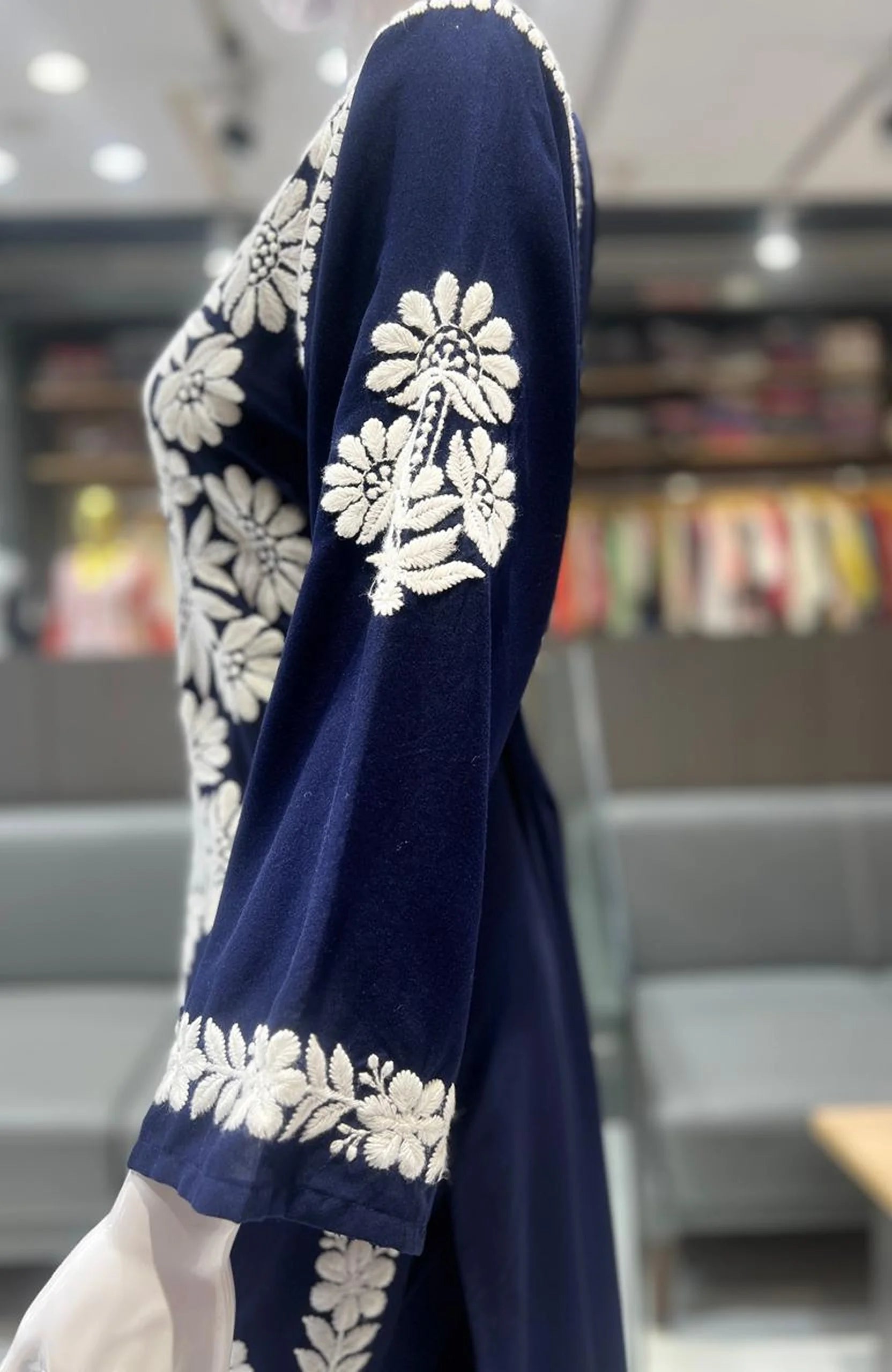 Navy Blue Rayon Lakhnavi Embroidered Kurta Palazzo Set for Women | Premium 2 Piece Ethnic Outfit