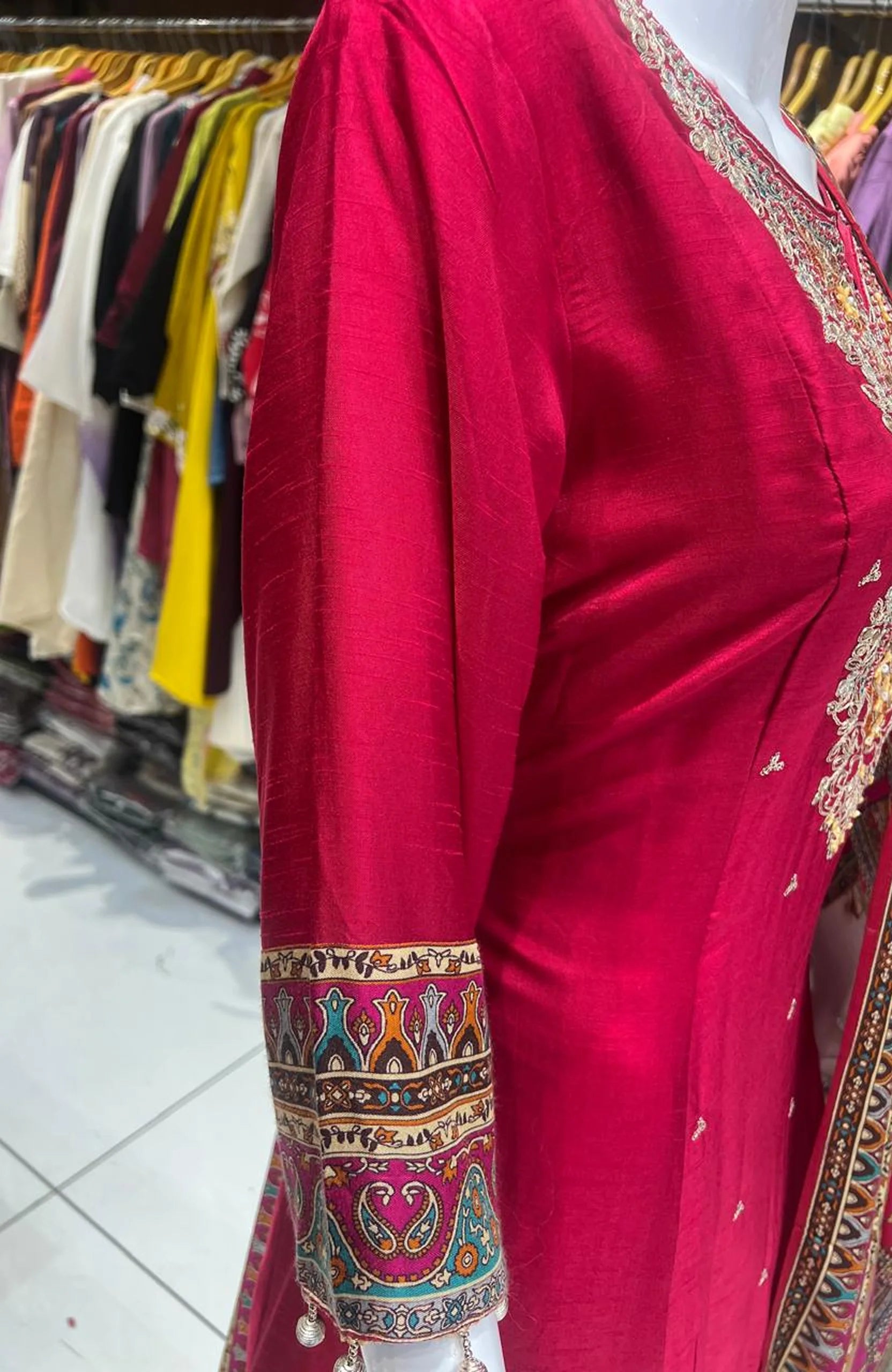 Deep Rani Dola Silk Embroidered 3 Piece Anarkali Suit Set for Women | Hand Work Festive & Wedding Wear