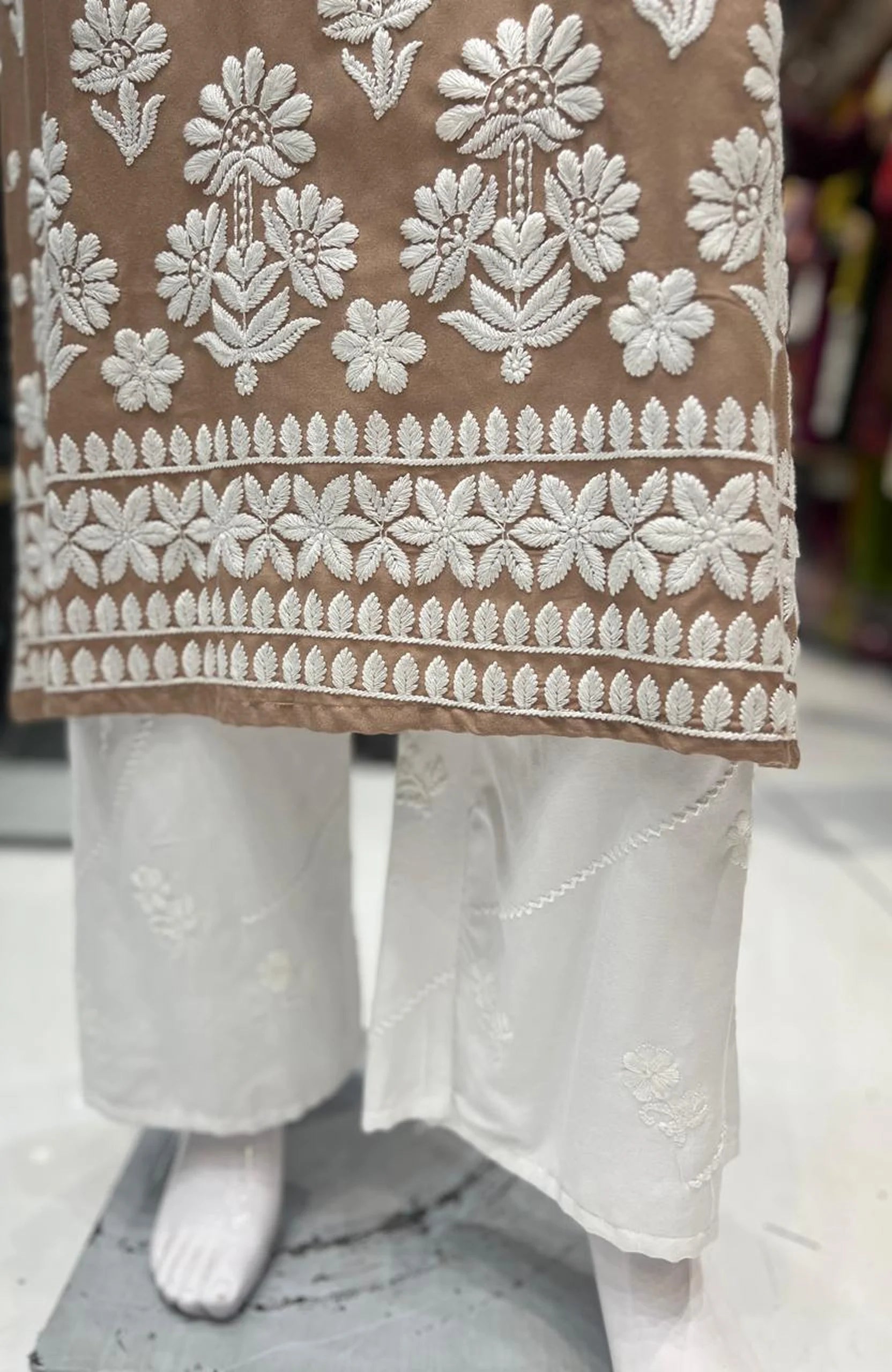 Rayon Lakhnavi Embroidered Kurta Palazzo Set for Women | Elegant 2 Piece Ethnic Outfit