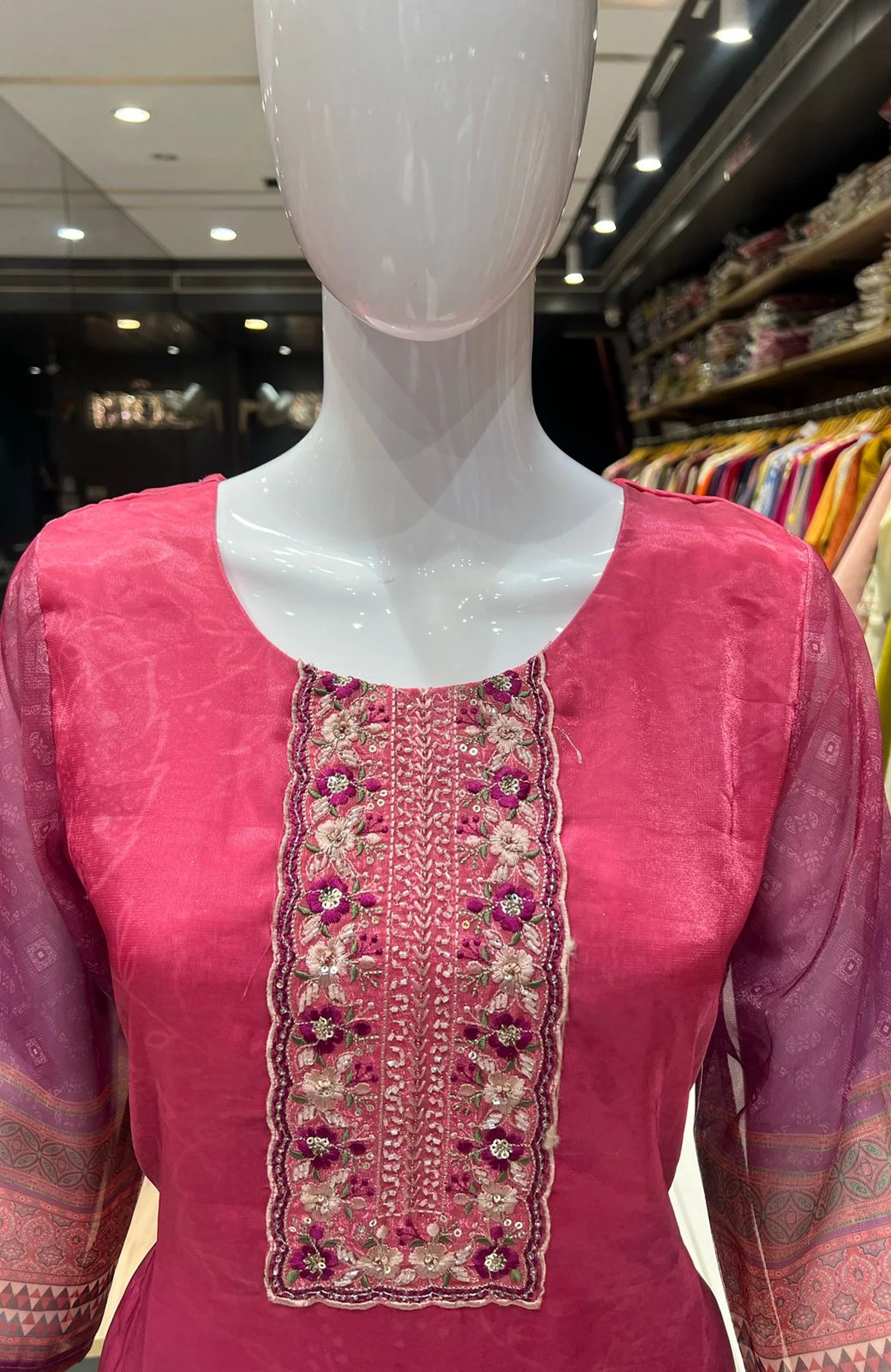 Pinkish Wine Embroidered Straight Suit Set for Women | Hand Work 3 Piece Ethnic Wear with Dupatta