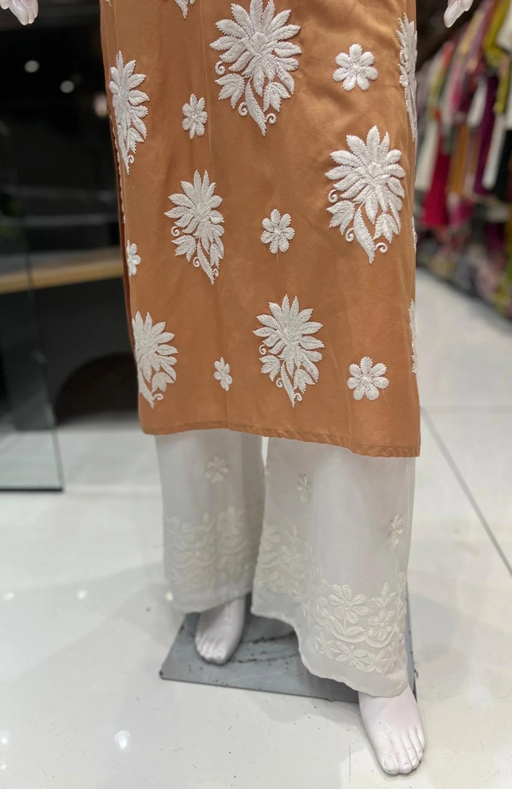 Rayon Lakhnavi Embroidered Kurta Palazzo Set for Women | Stylish 2 Piece Ethnic Outfit