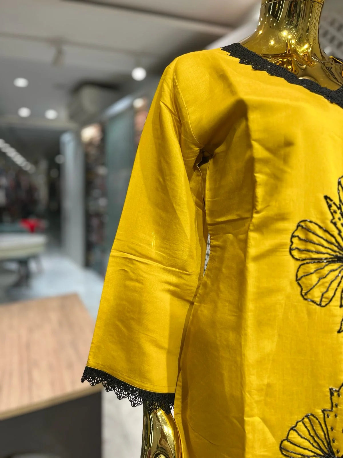 Mustard Yellow Silk Handwork 2 Piece Cord Set for Women | Designer Ethnic Co-ord Set