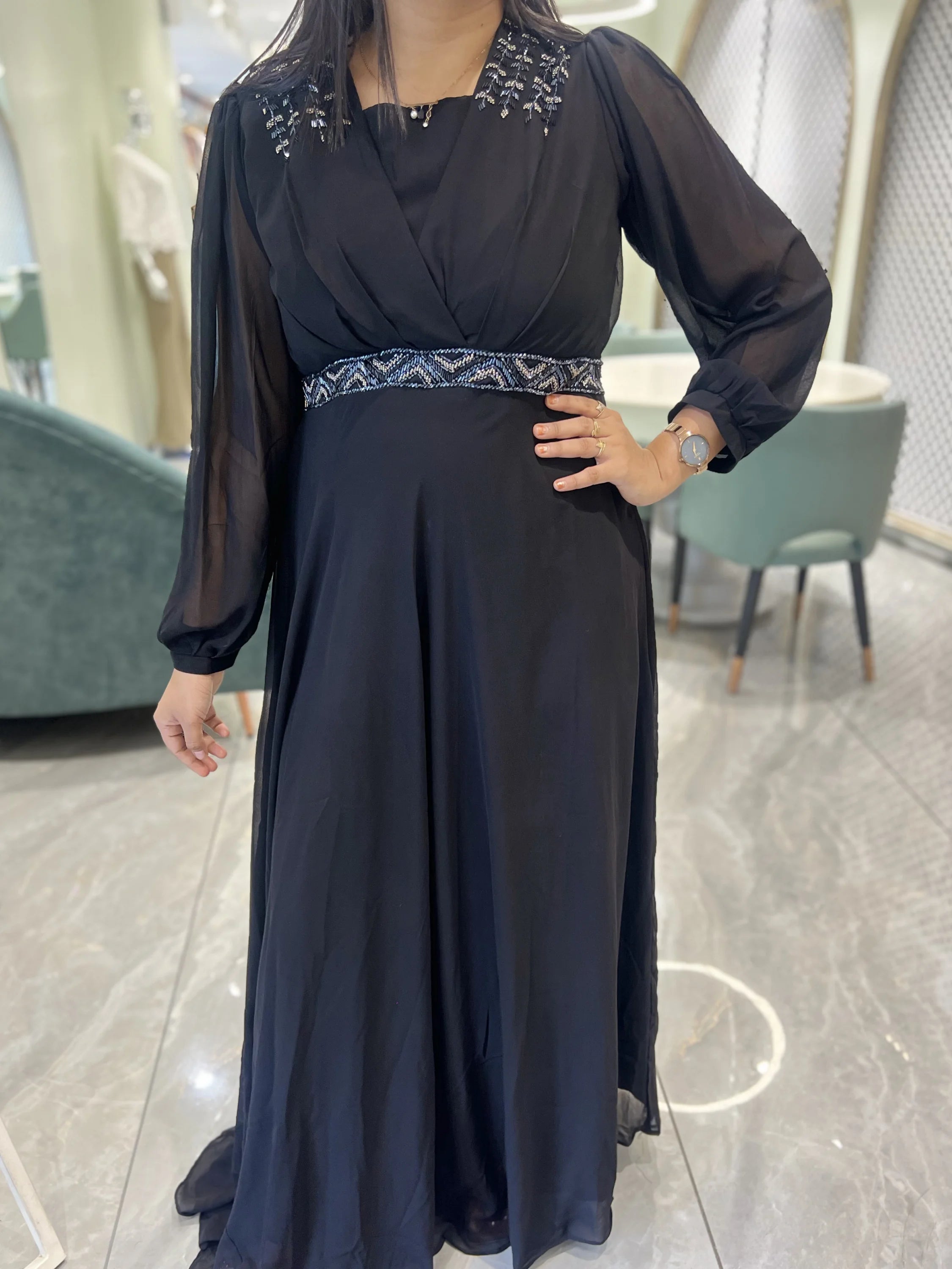 Black Hand Work Georgette  Western - FALAK K 113