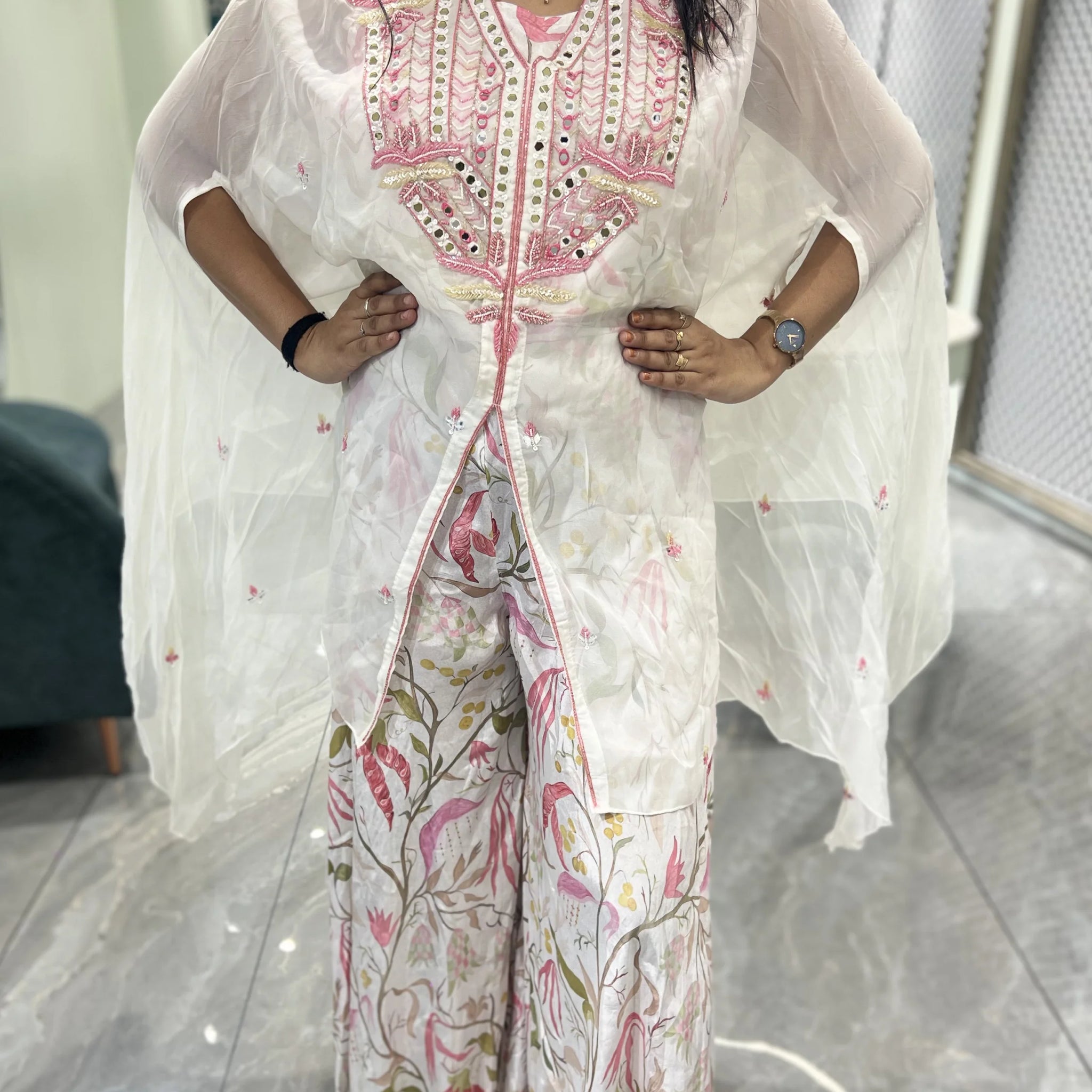 White Mirror Work Important Indo Western - HDDGORI 650 11