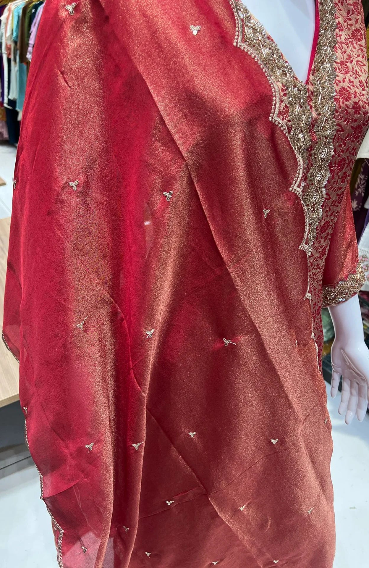 Deep Rani Dola Silk Embroidered 3 Piece Anarkali Suit Set for Women | Hand Work Festive & Wedding Wear