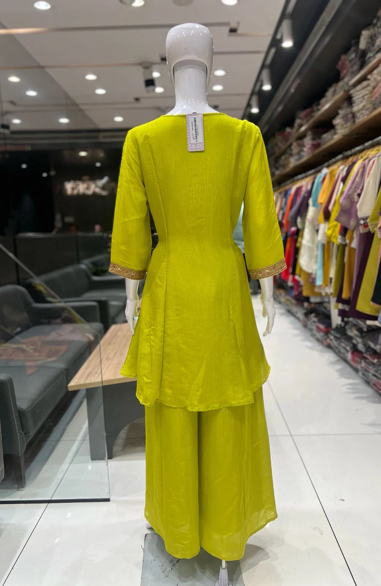 Neon Embroidered Short Anarkali Suit Set for Women | Chinon 3 Piece Festive & Party Wear