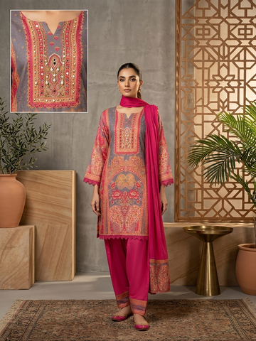 Dark Pink Crepe Straight Suit Set for Women | Mirror & Lace Work Designer Ethnic Wear