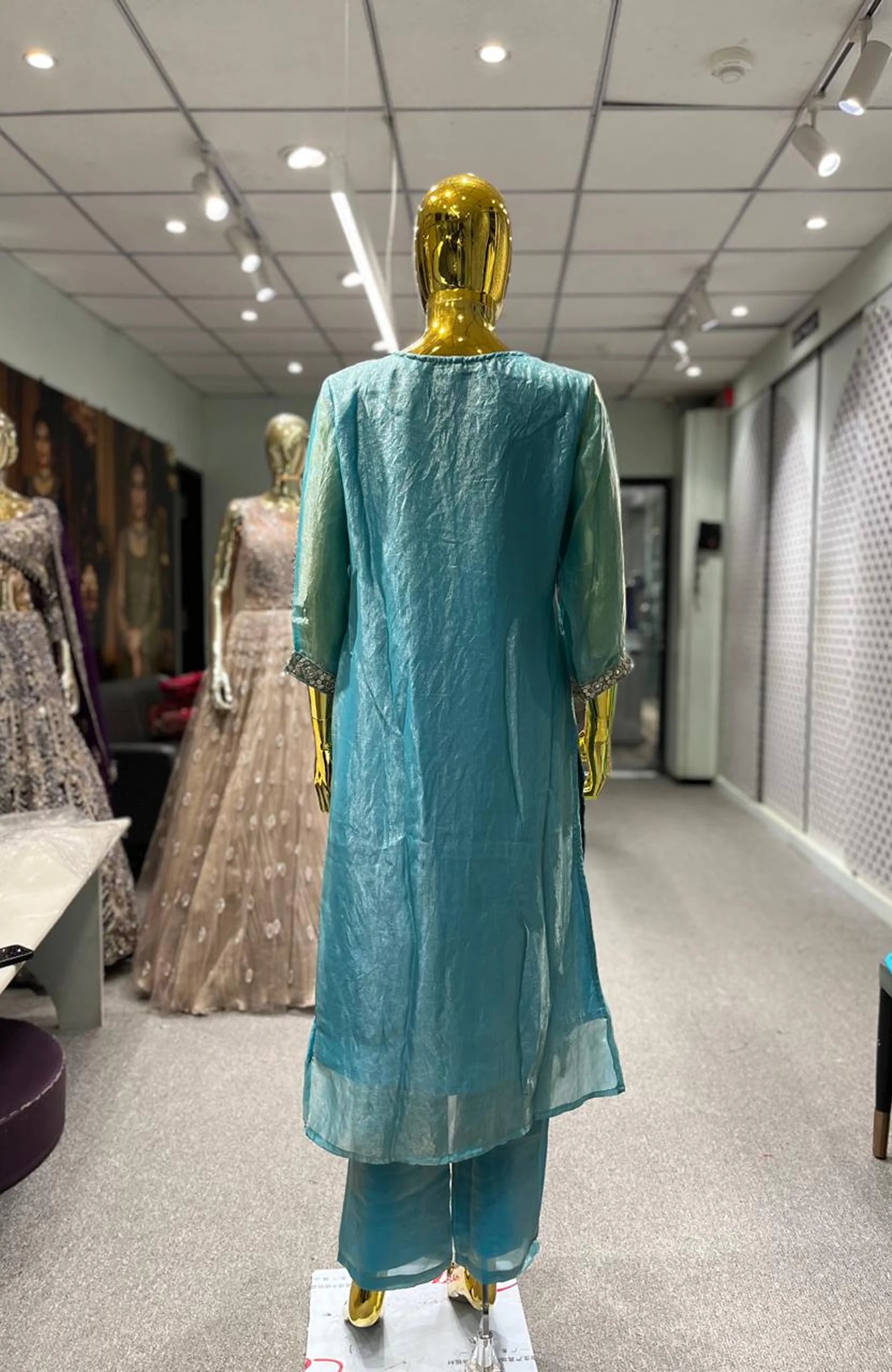 Frozi Organza Sequin Handwork 3 Piece Kurti Pant Dupatta Set for Women | Designer Ethnic Wear