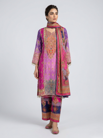 Pink Printed Short Anarkali Suit Set for Women | Gota Patti 3 Piece Festive Ethnic Wear