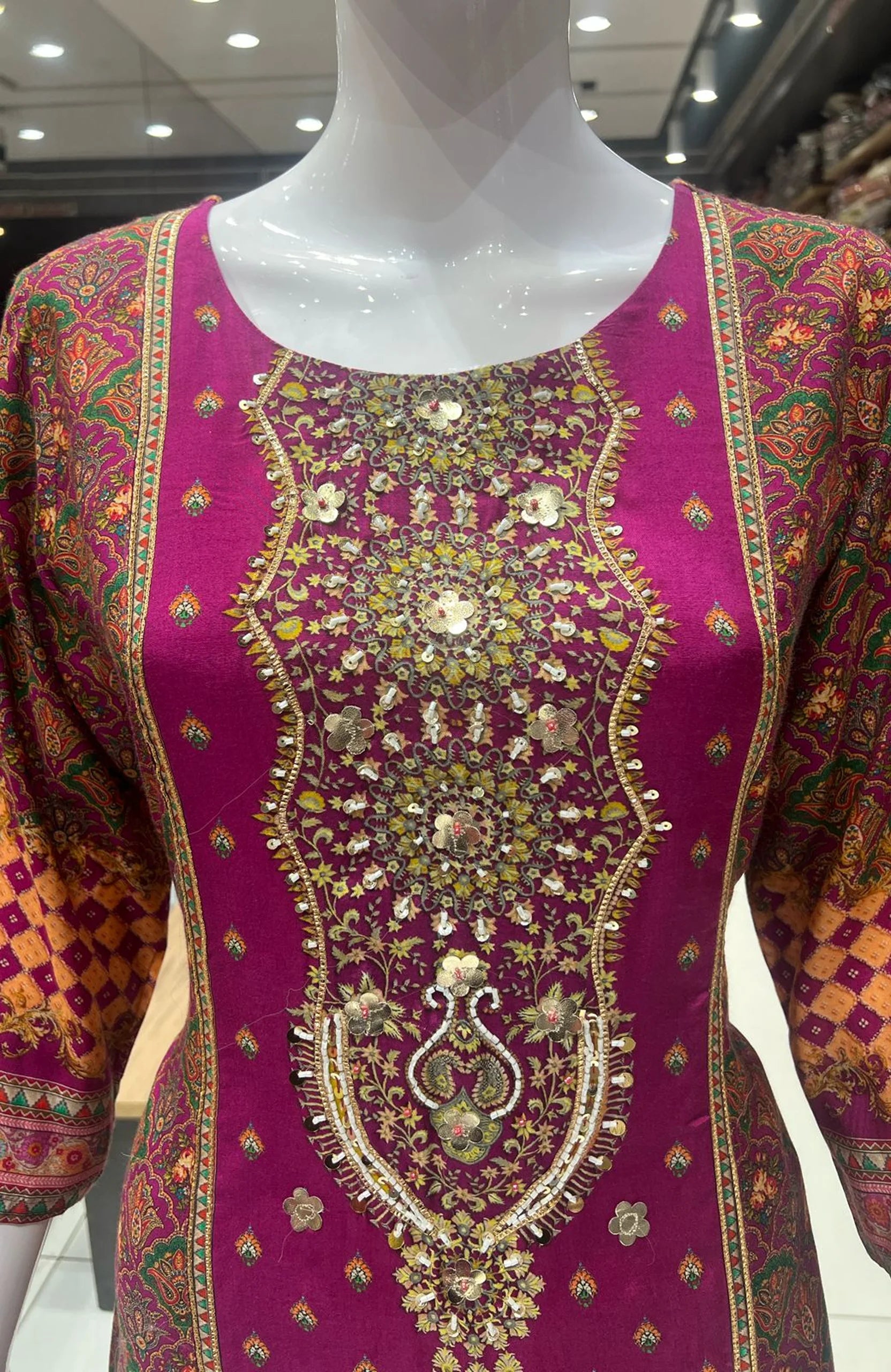 Deep Pink Gota Patti Short Anarkali Suit Set for Women | Digital Print 3 Piece Festive Wear