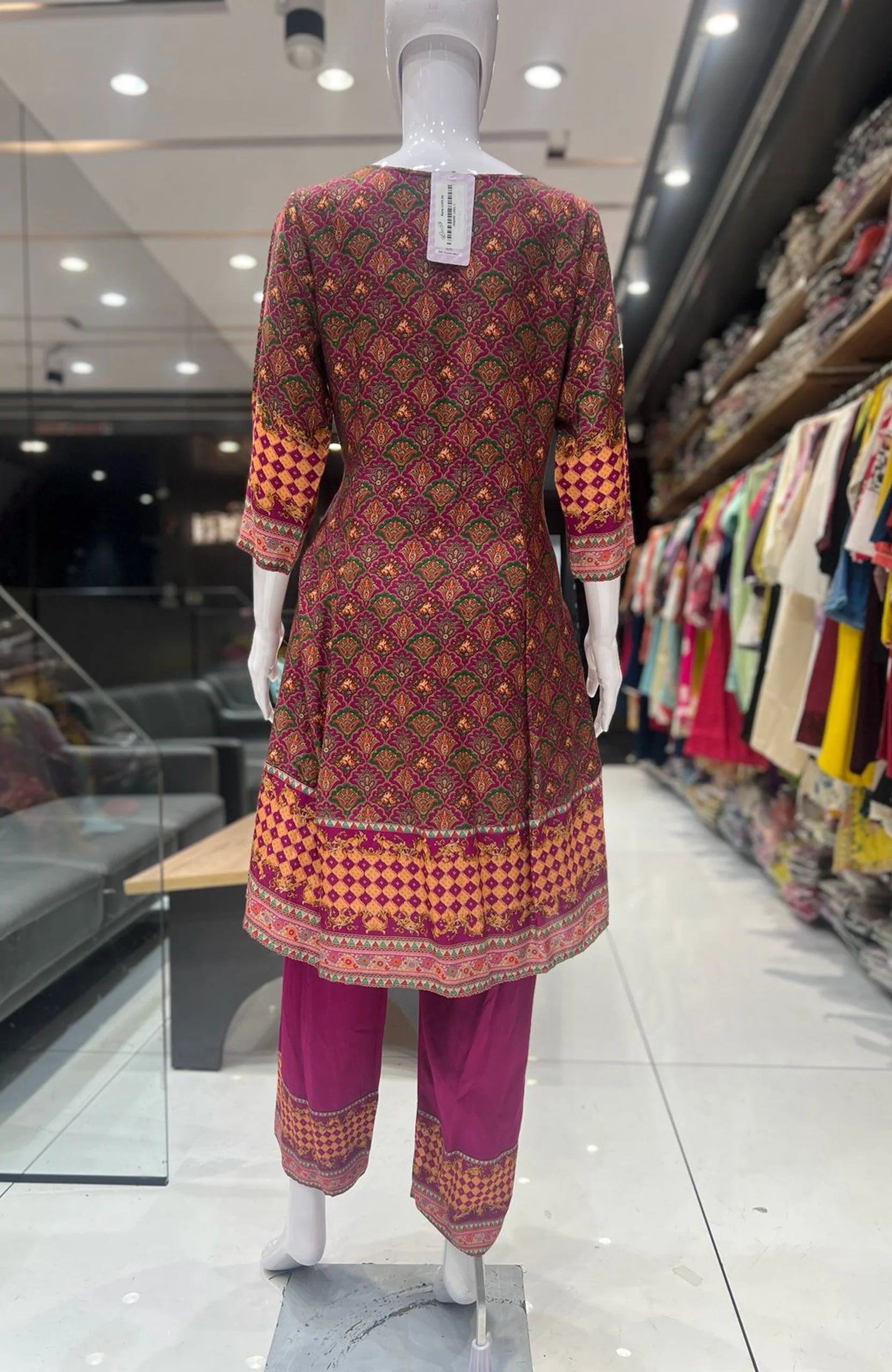 Deep Pink Gota Patti Short Anarkali Suit Set for Women | Digital Print 3 Piece Festive Wear