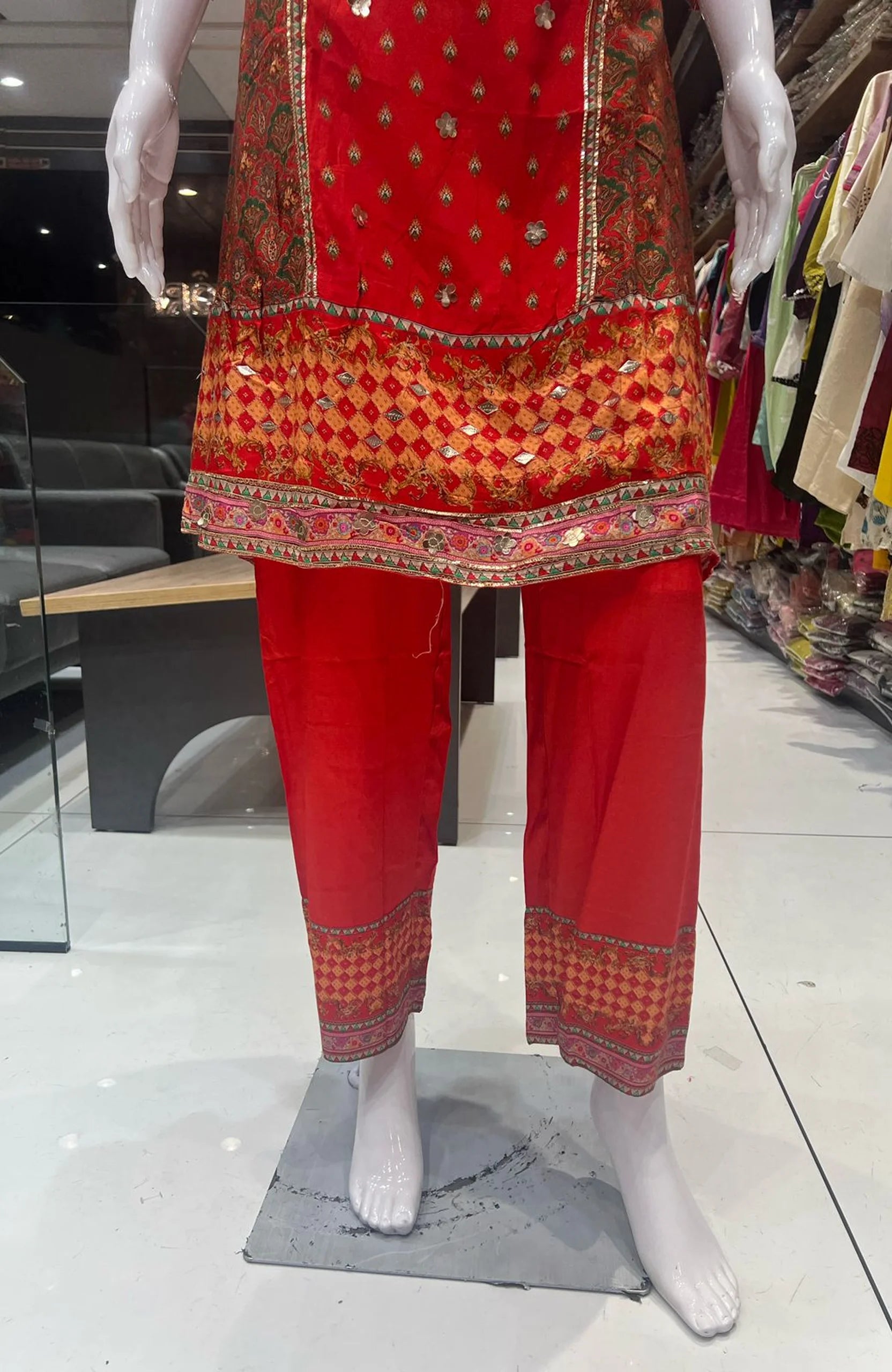 Orange Gota Patti Anarkali Suit Set for Women | Natural Crepe 3 Piece Festive Wear with Dupatta