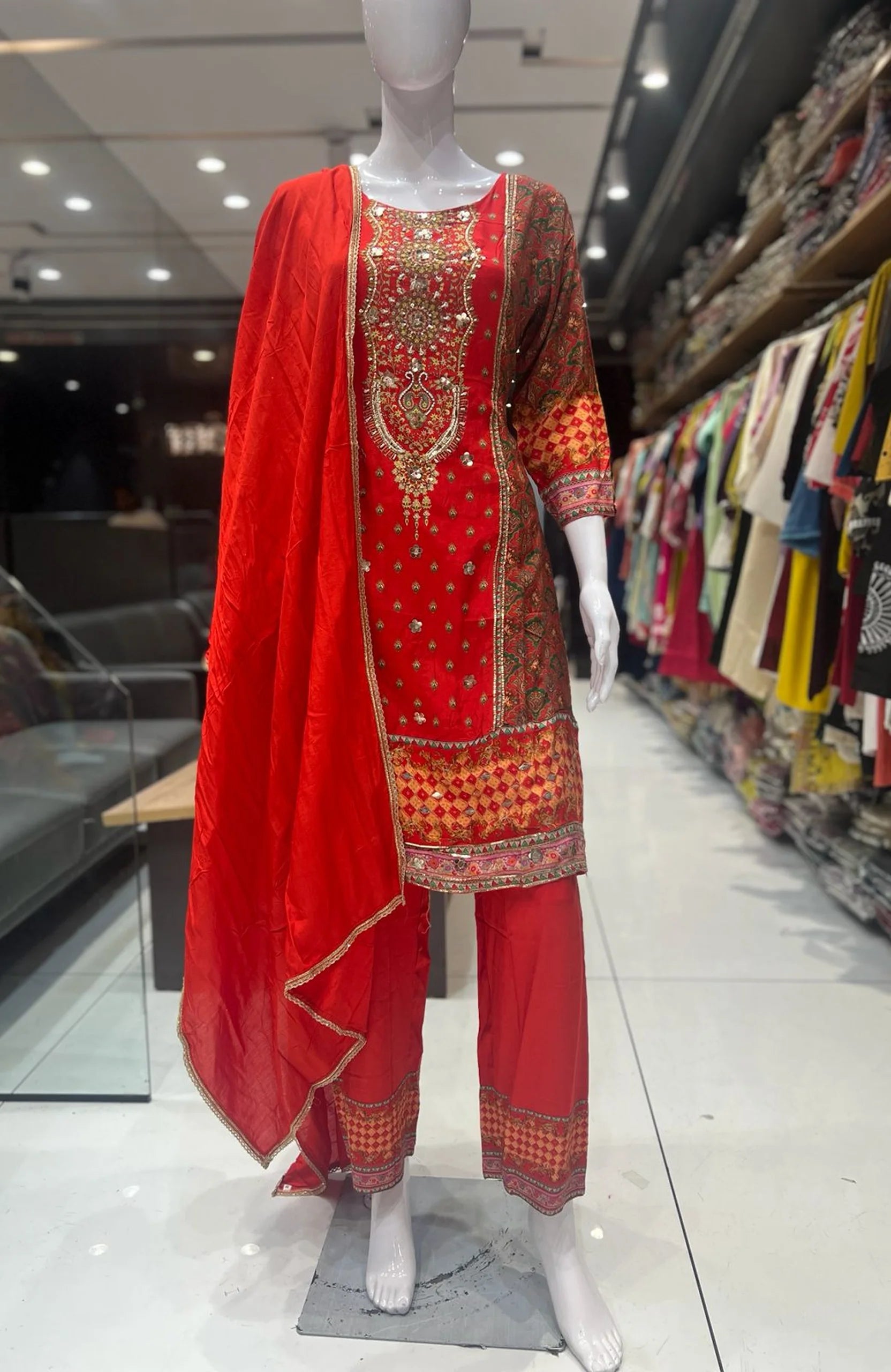 Orange Gota Patti Anarkali Suit Set for Women | Natural Crepe 3 Piece Festive Wear with Dupatta