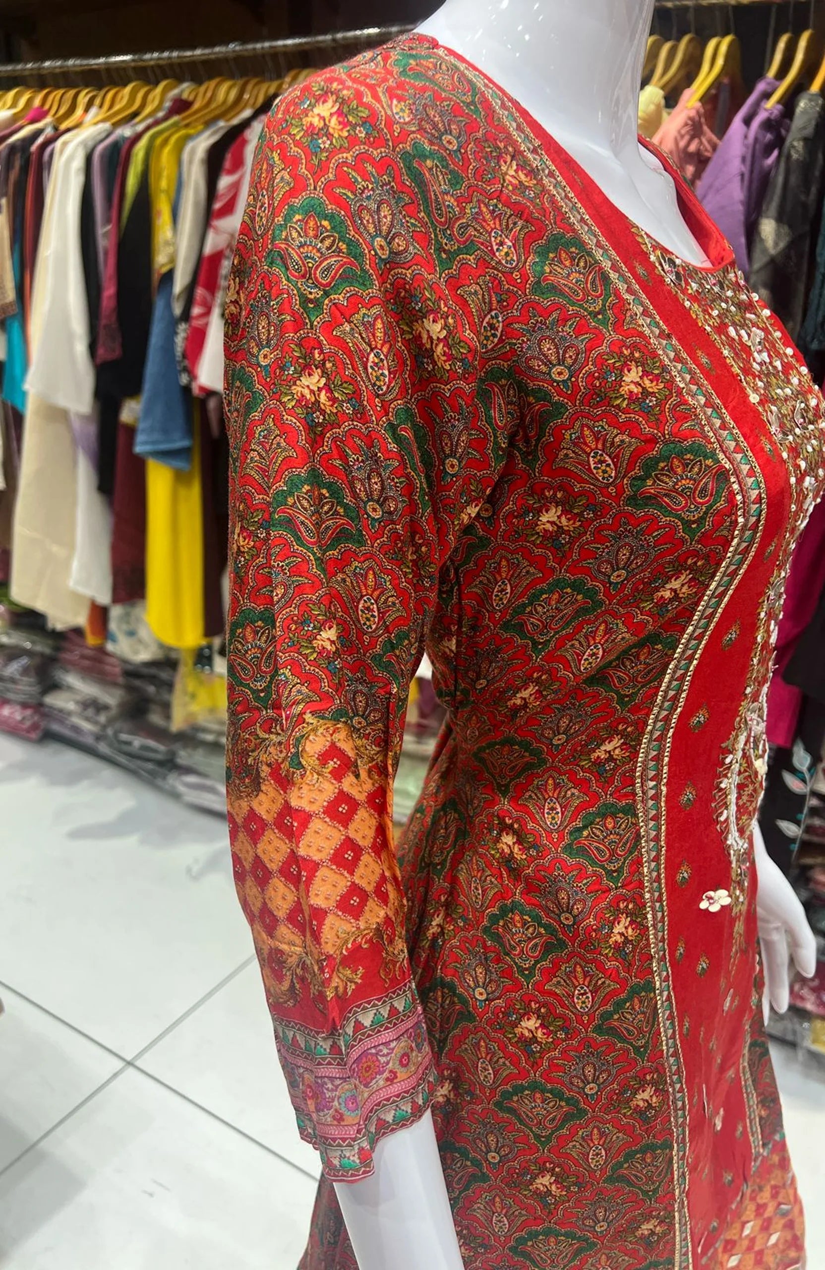 Orange Gota Patti Anarkali Suit Set for Women | Natural Crepe 3 Piece Festive Wear with Dupatta