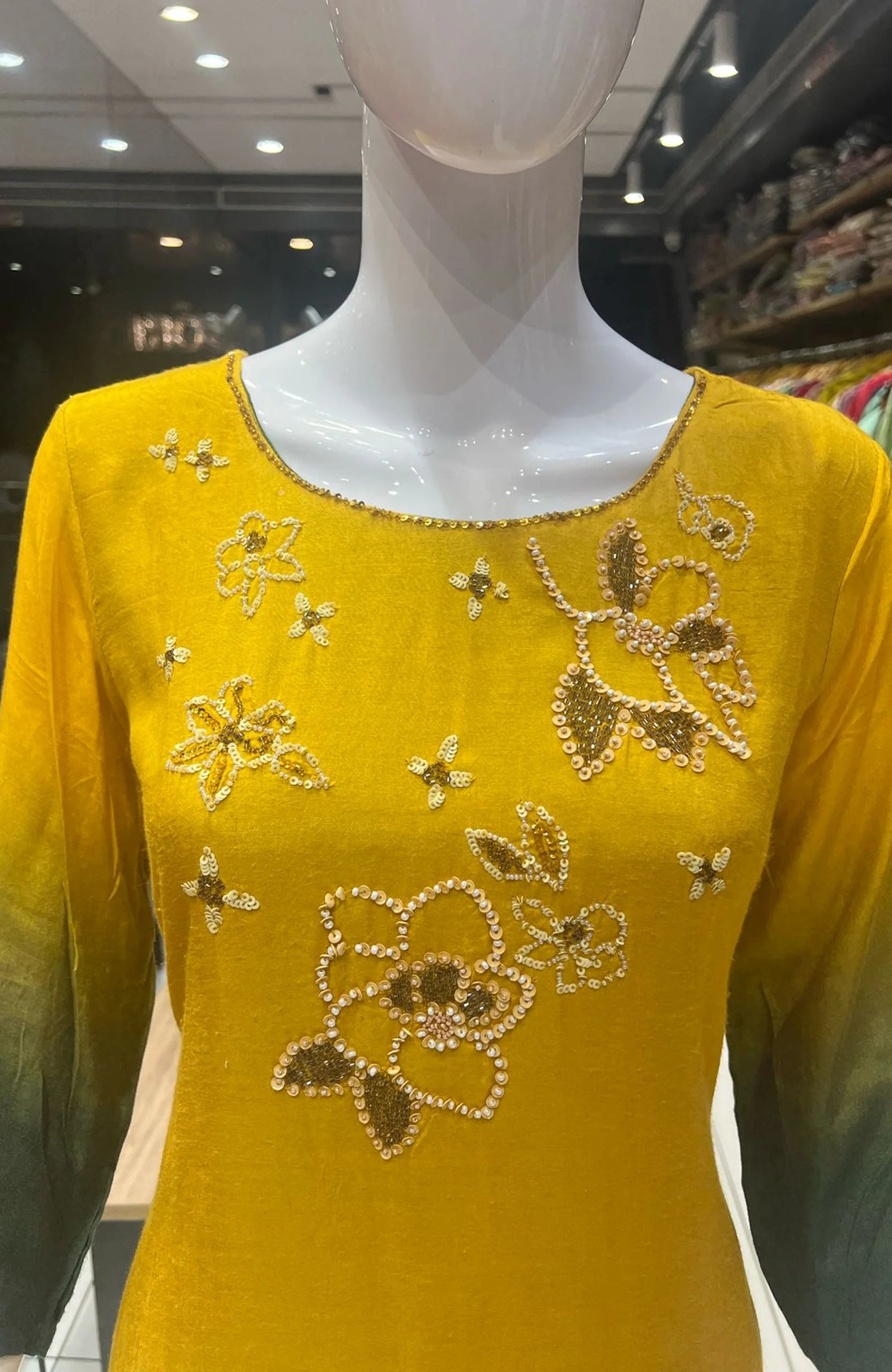 Yellow Dola Silk 3 Piece Suit Set for Women | Hand Work Straight Suit with Digital Print Dupatta