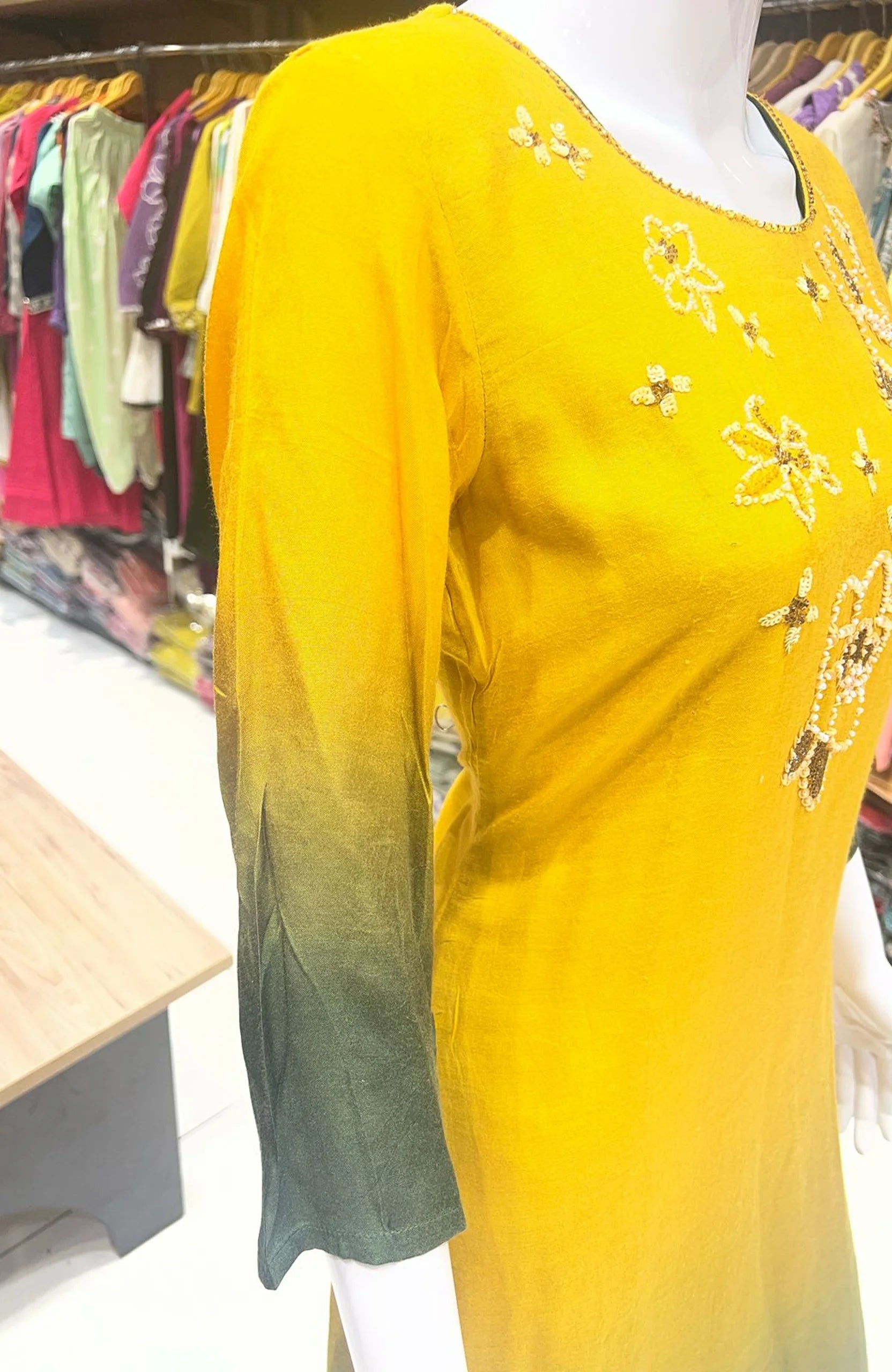 Yellow Dola Silk 3 Piece Suit Set for Women | Hand Work Straight Suit with Digital Print Dupatta
