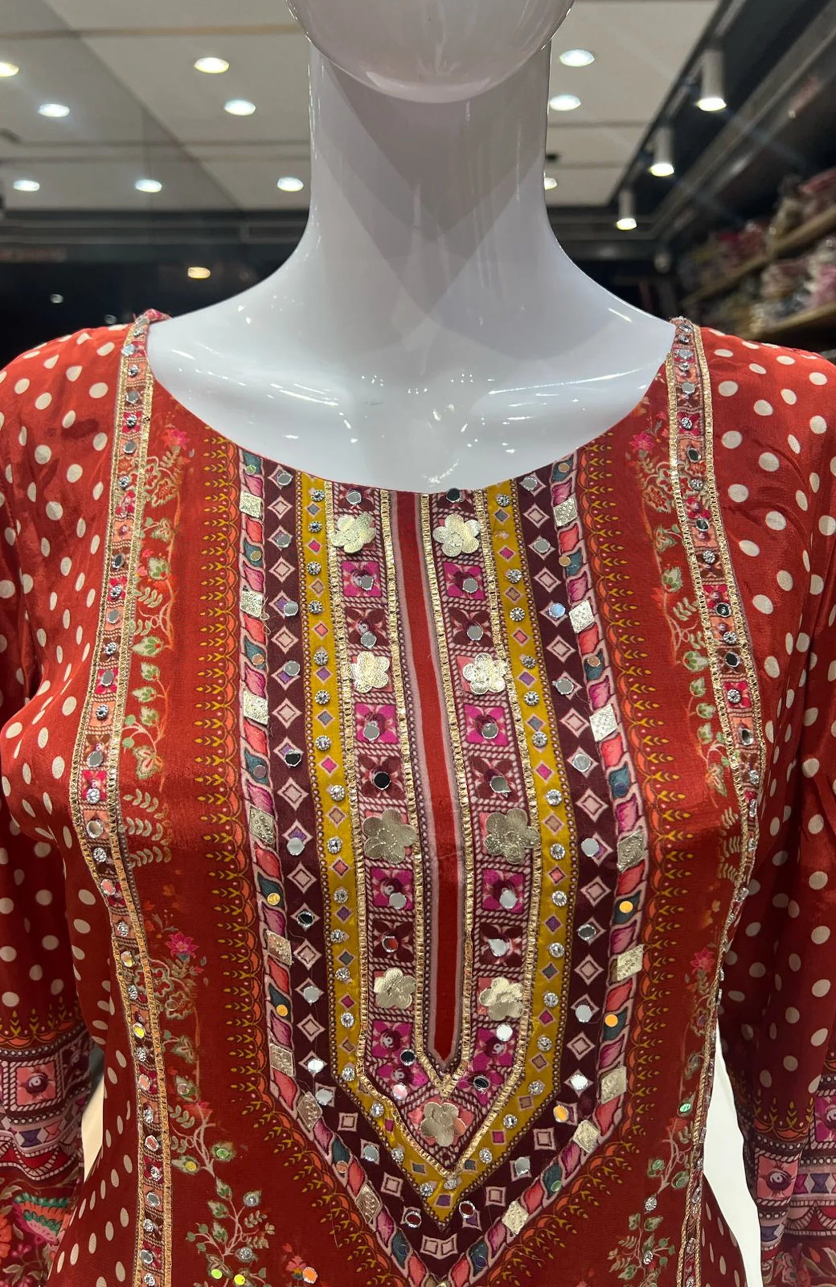 Red Natural Crepe Gota Patti Sharara Suit Set for Women | Digital Print Festive & Wedding Wear