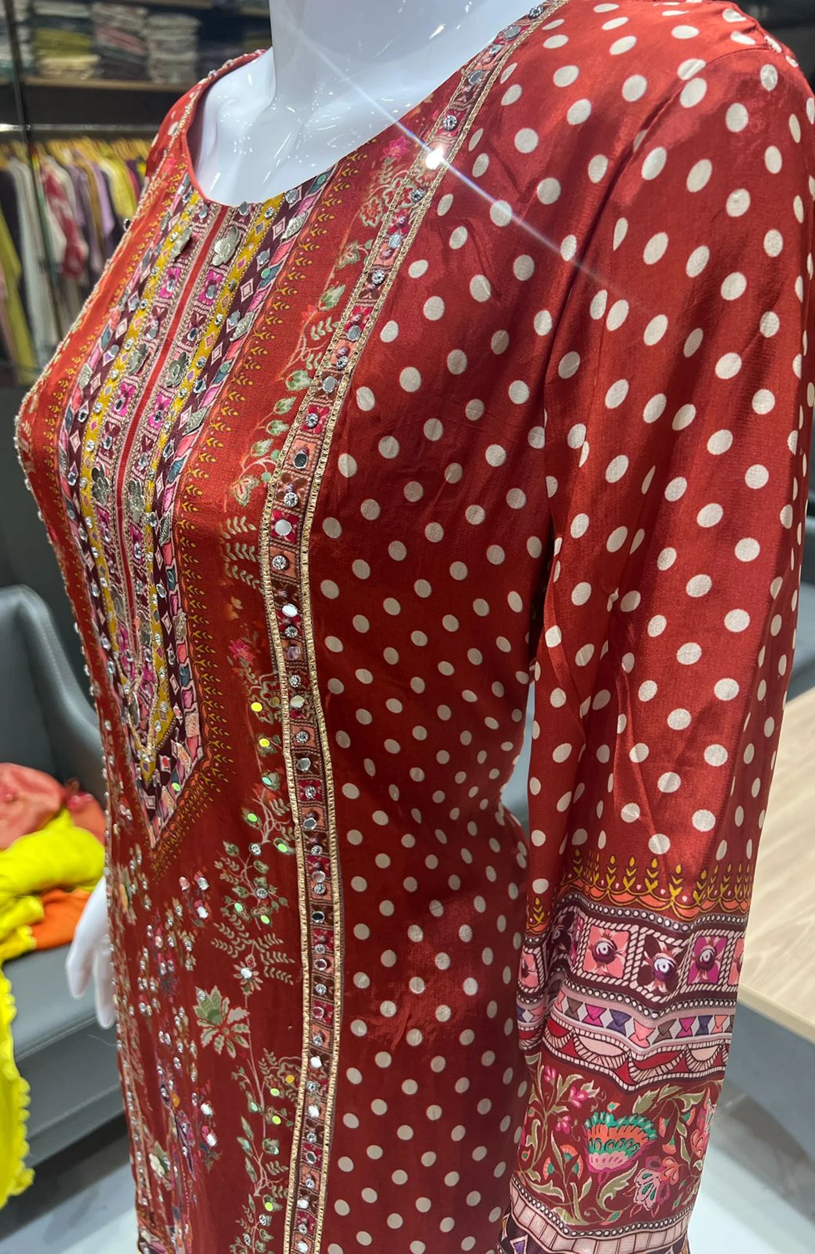 Red Natural Crepe Gota Patti Sharara Suit Set for Women | Digital Print Festive & Wedding Wear