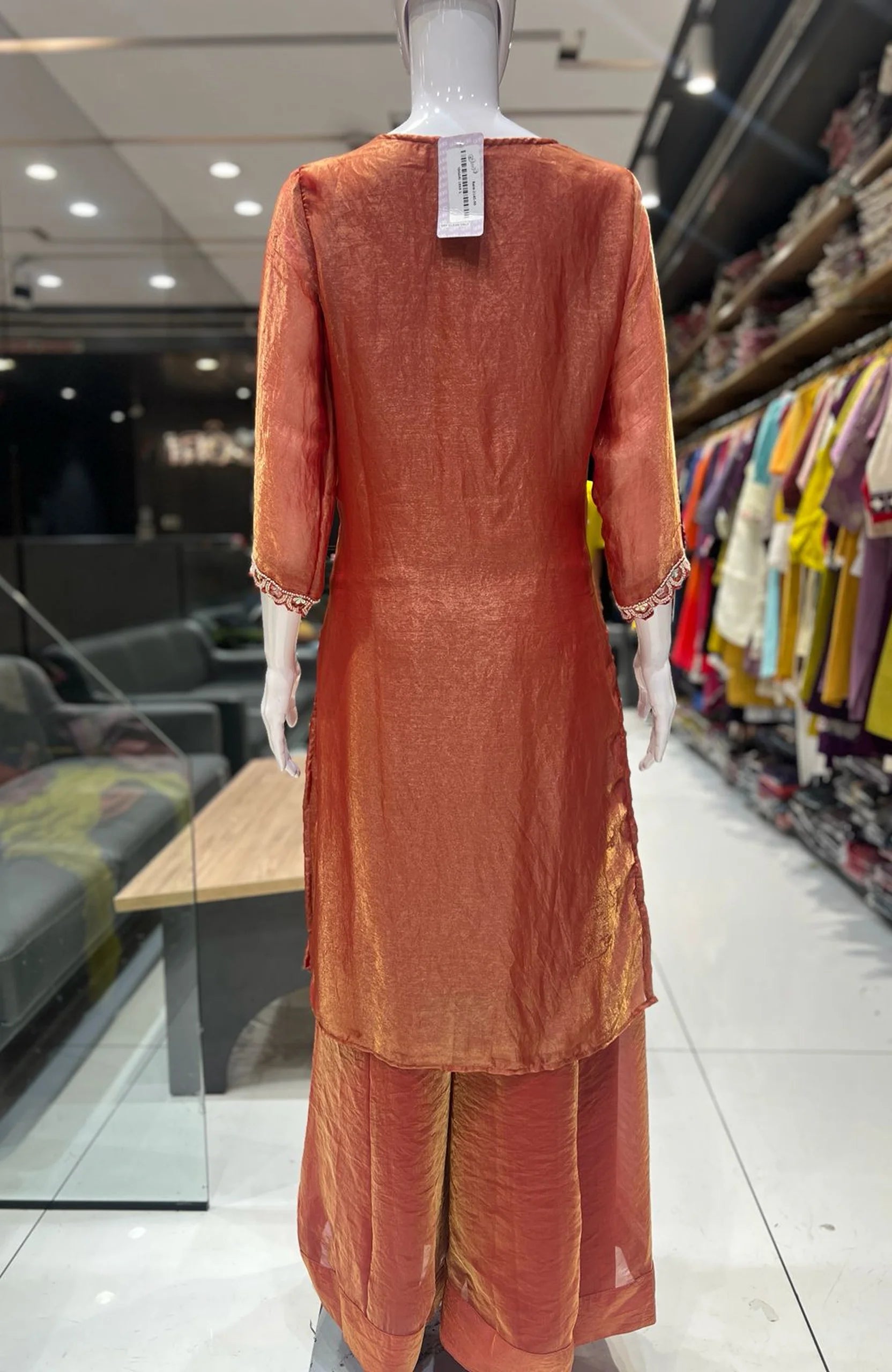 Gajri Frendy Fabric 3 Piece Suit Set for Women | Bead Work Straight Suit Elegant Ethnic Wear