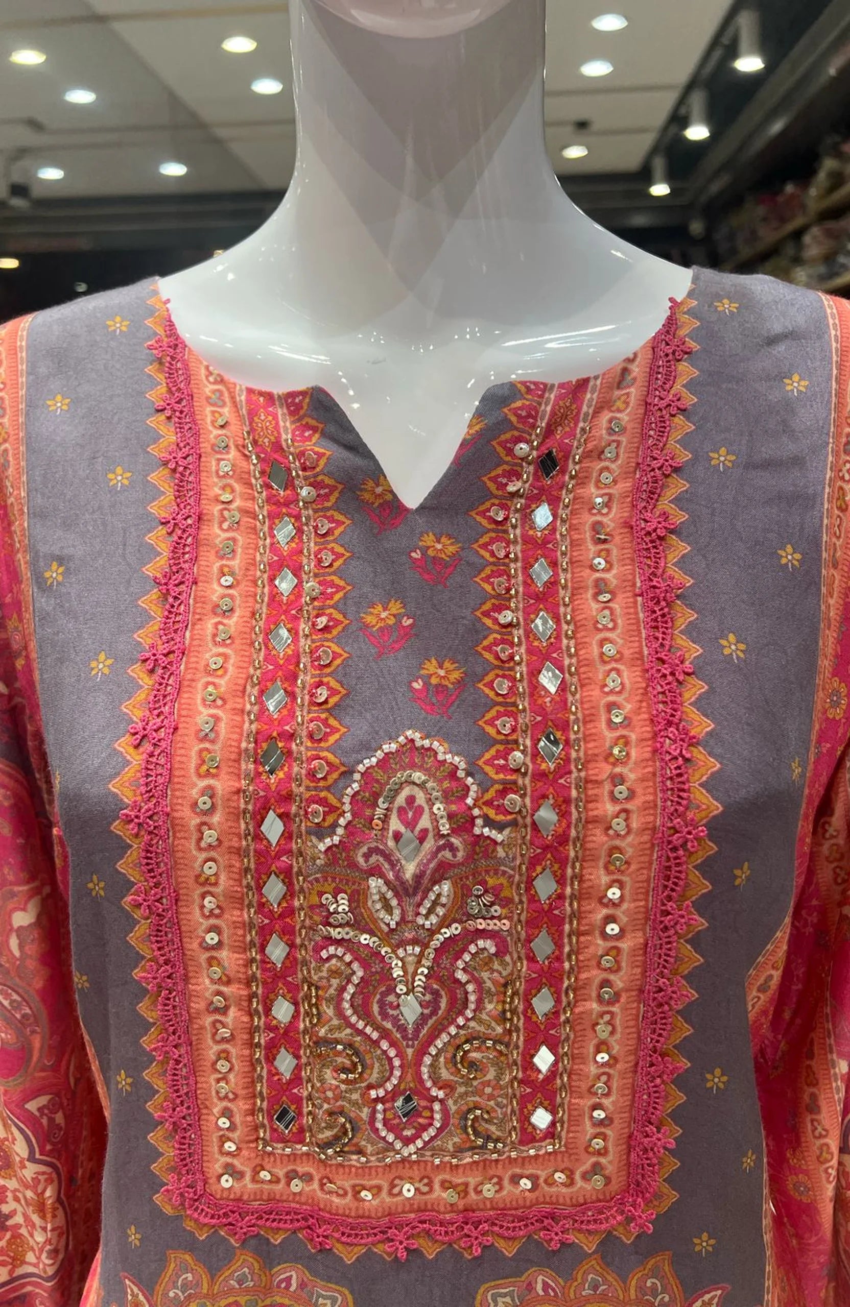 Dark Pink Crepe Straight Suit Set for Women | Mirror & Lace Work Designer Ethnic Wear