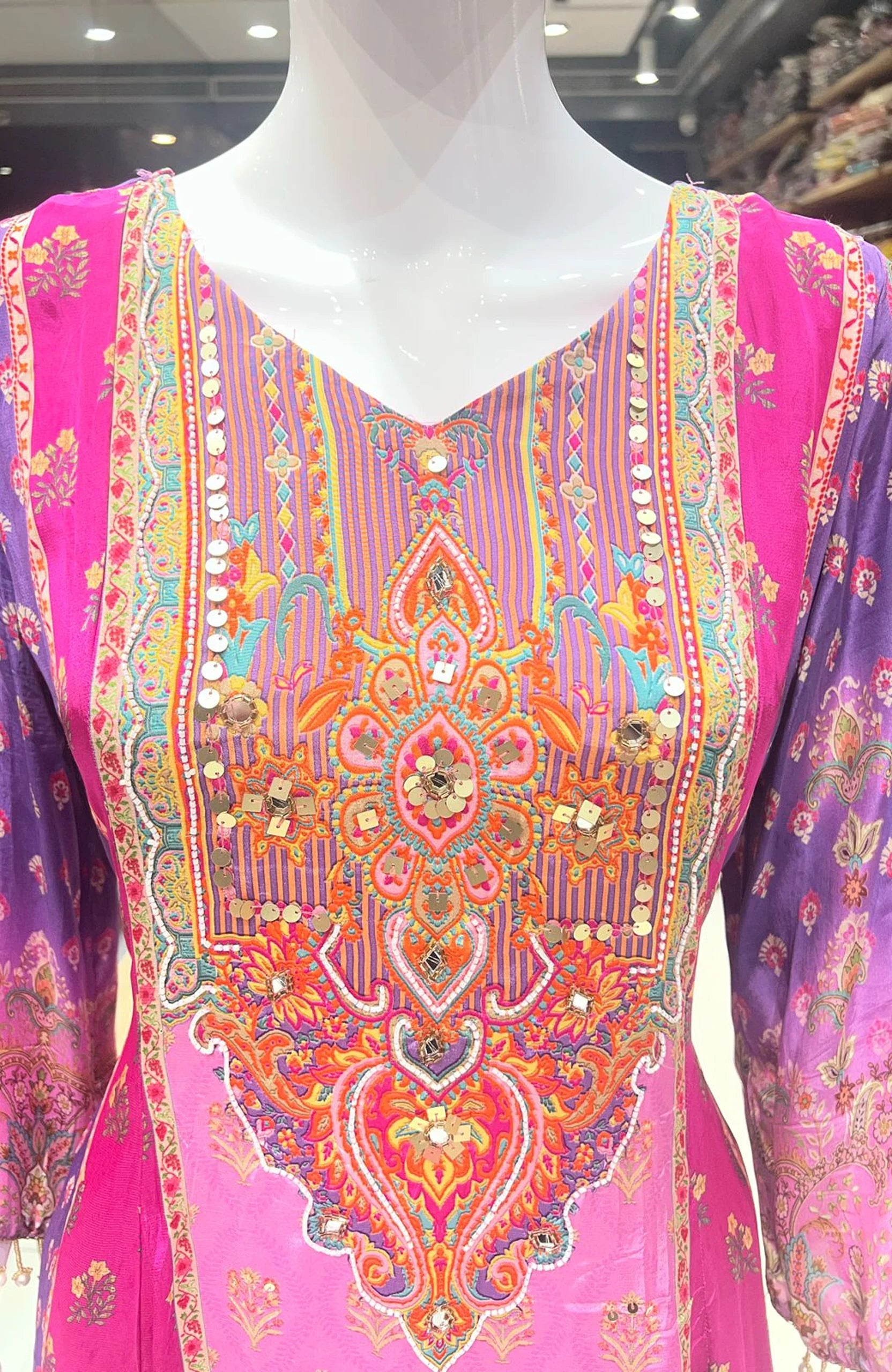 Pink Printed Short Anarkali Suit Set for Women | Gota Patti 3 Piece Festive Ethnic Wear