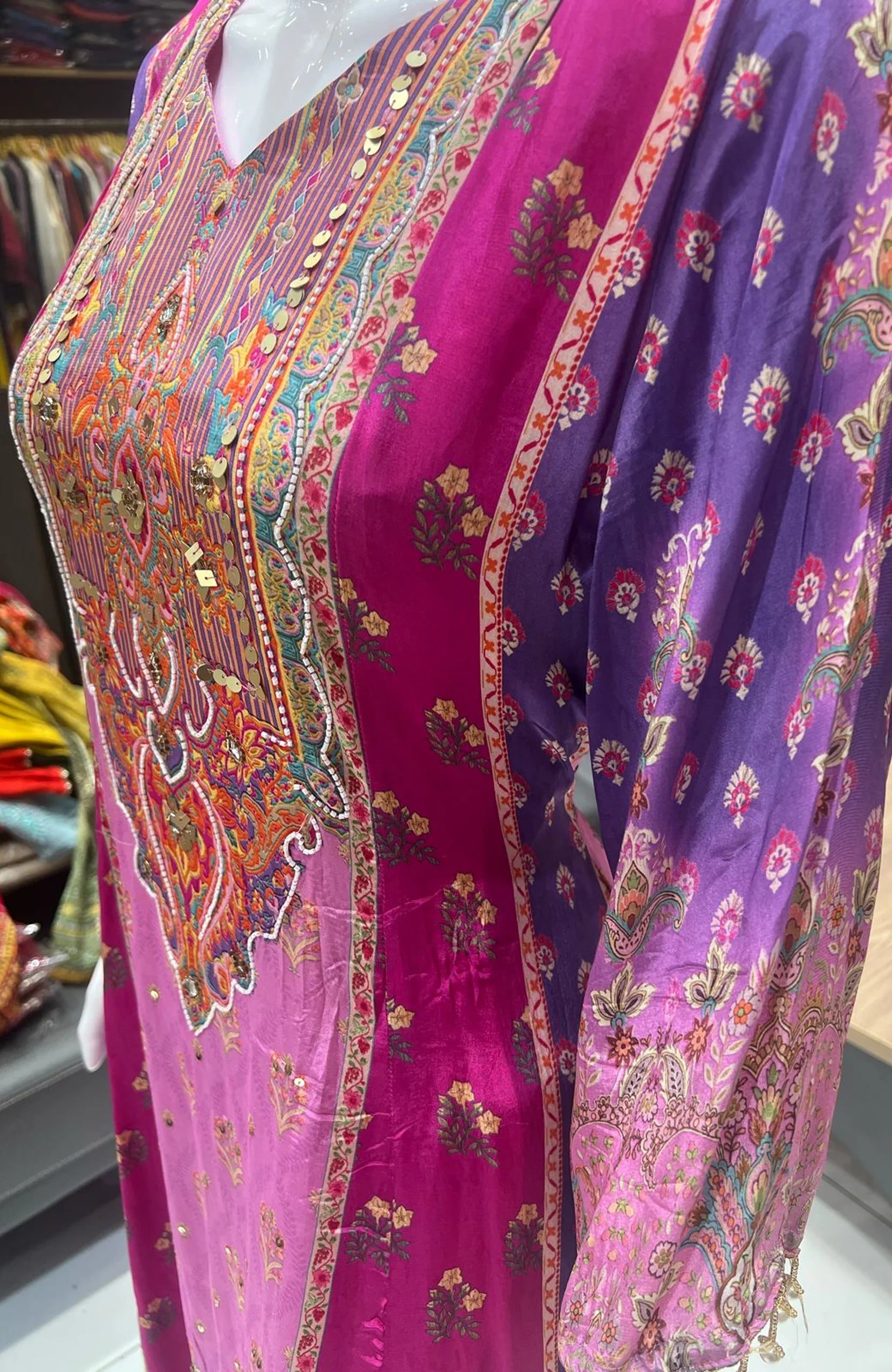 Pink Printed Short Anarkali Suit Set for Women | Gota Patti 3 Piece Festive Ethnic Wear