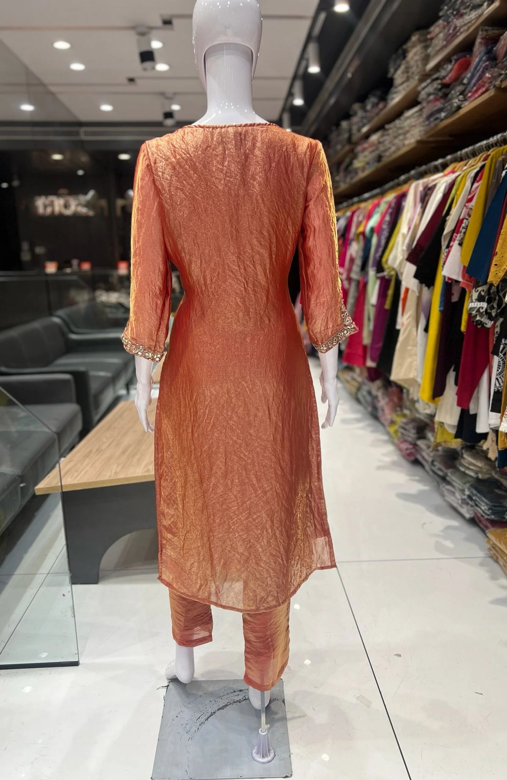 Gajri Fendi Straight Suit Set for Women | Bead Work 3 Piece Festive & Party Wear