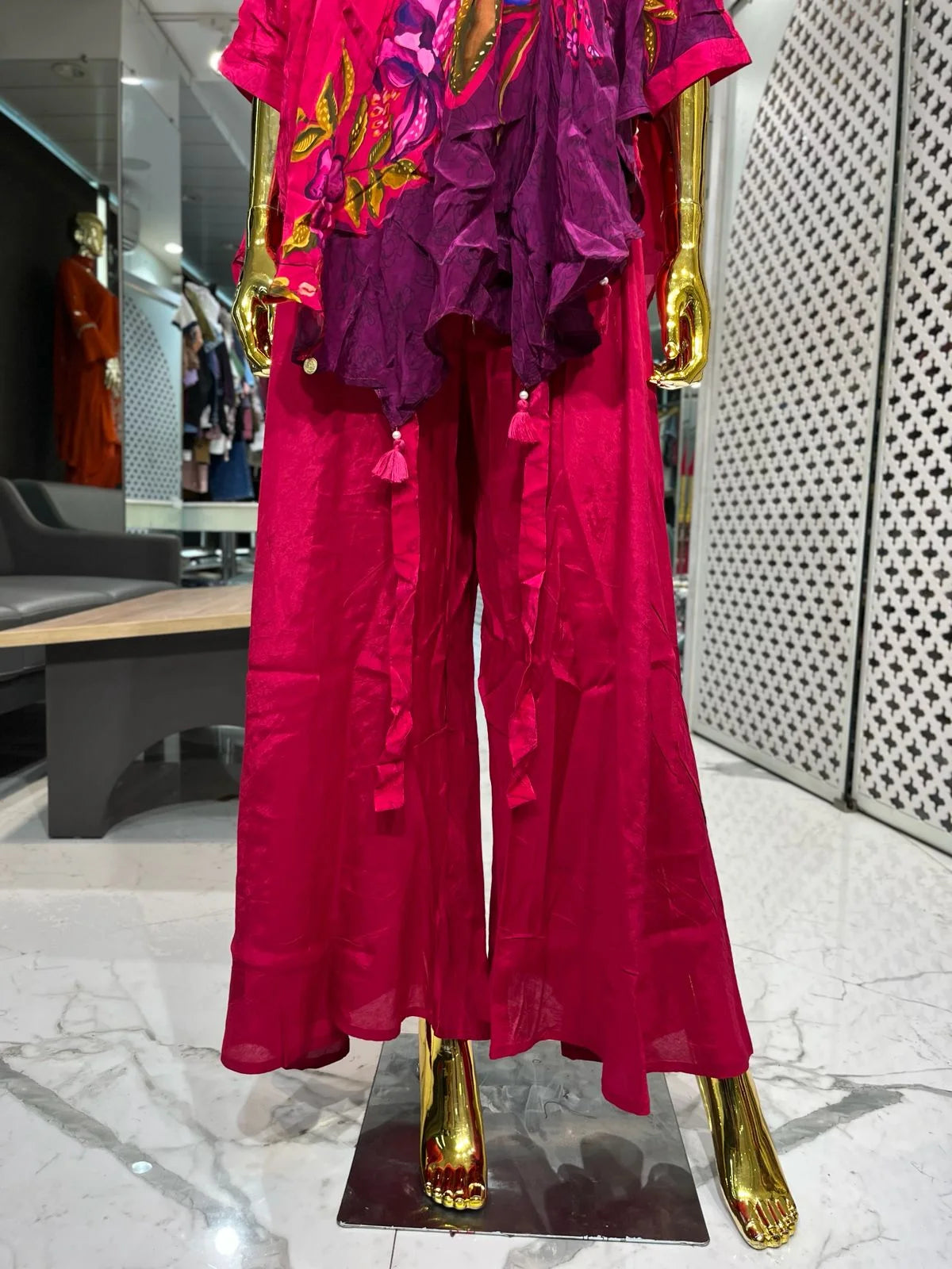 Rani Pure Crape Neck Handwork 2 Piece Cord Set for Women | Designer Ethnic Wear