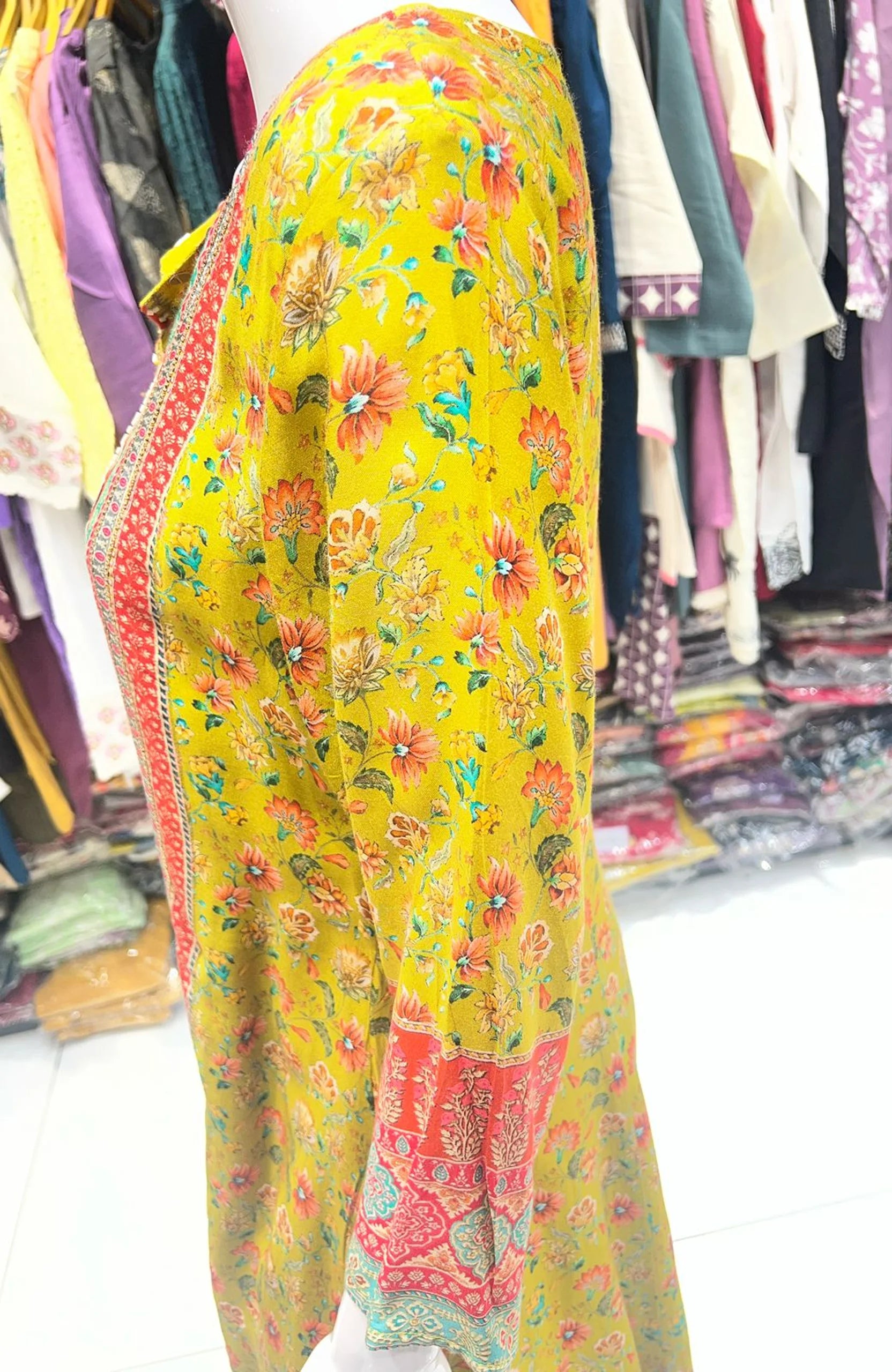 Mustard Gota Patti Short Anarkali Suit Set for Women | Digital Print 3 Piece Ethnic Wear