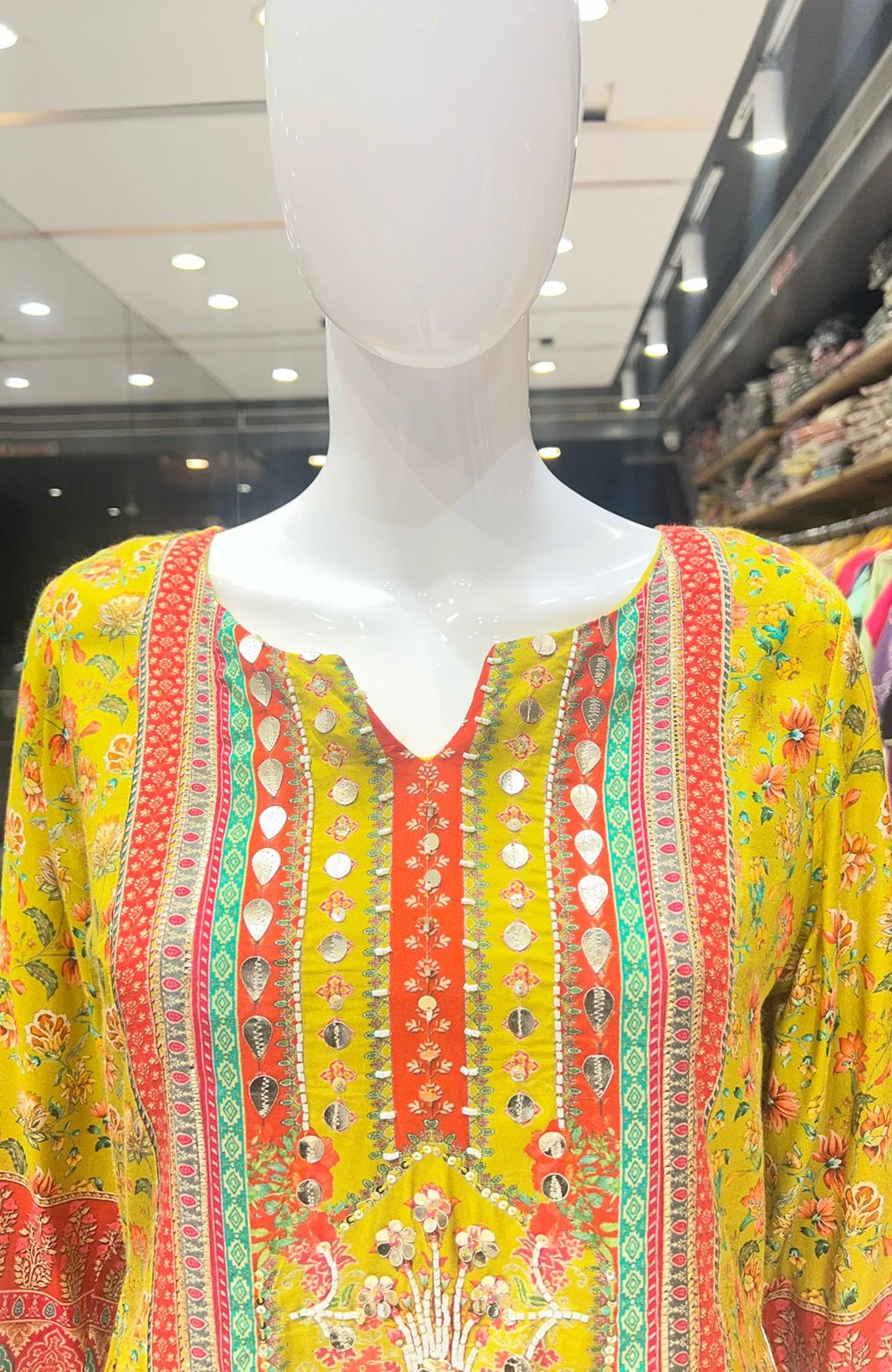 Mustard Gota Patti Short Anarkali Suit Set for Women | Digital Print 3 Piece Ethnic Wear