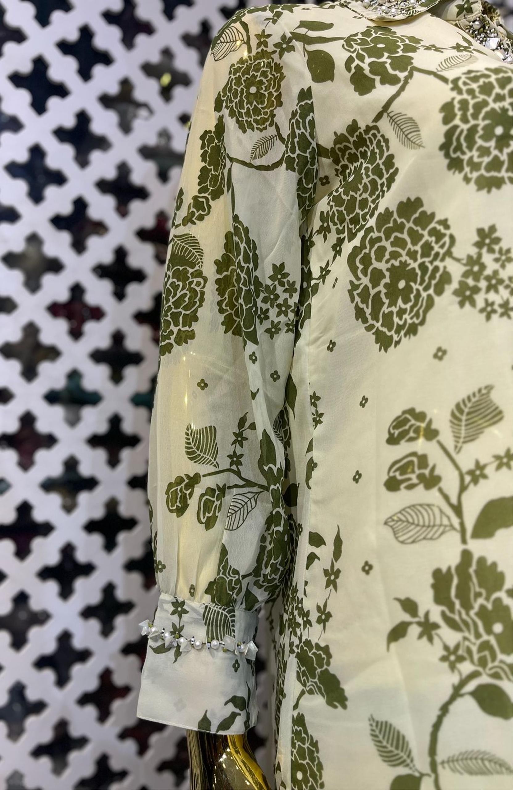 Pista Green Pure Georgette Printed Co-Ord Set for Women | Digital Floral Print Hand Work Designer Outfit