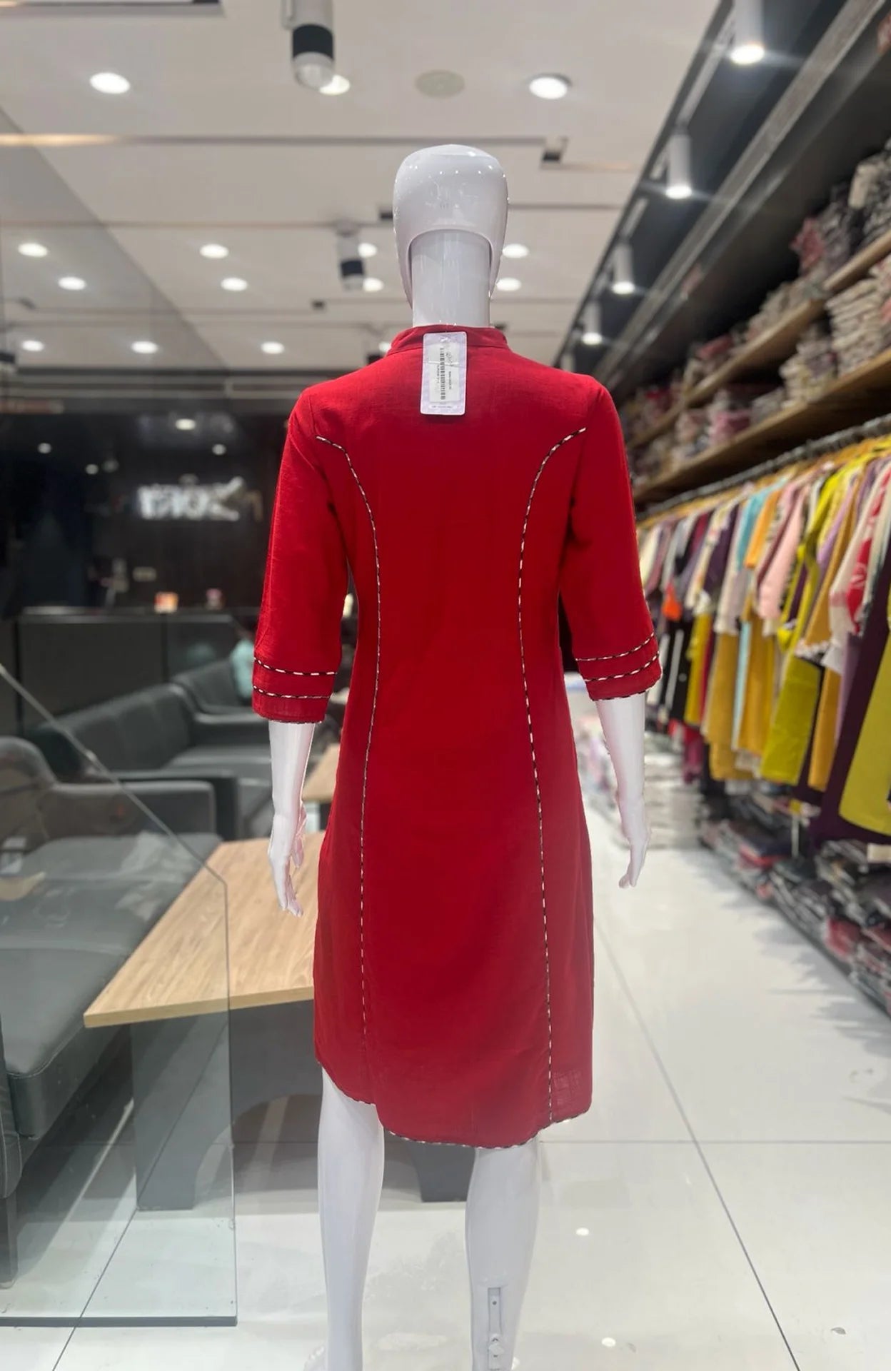Red Slub Cotton Zipper Dress for Women | Pocket Style One Piece Casual Wear