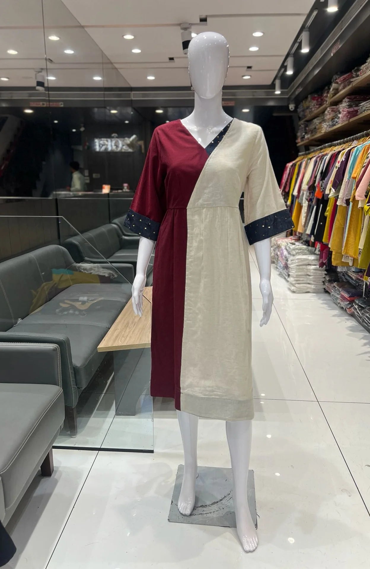 Multicolor Flex Cotton Wrap Dress for Women | Hand Work One Piece Ethnic Fusion Wear