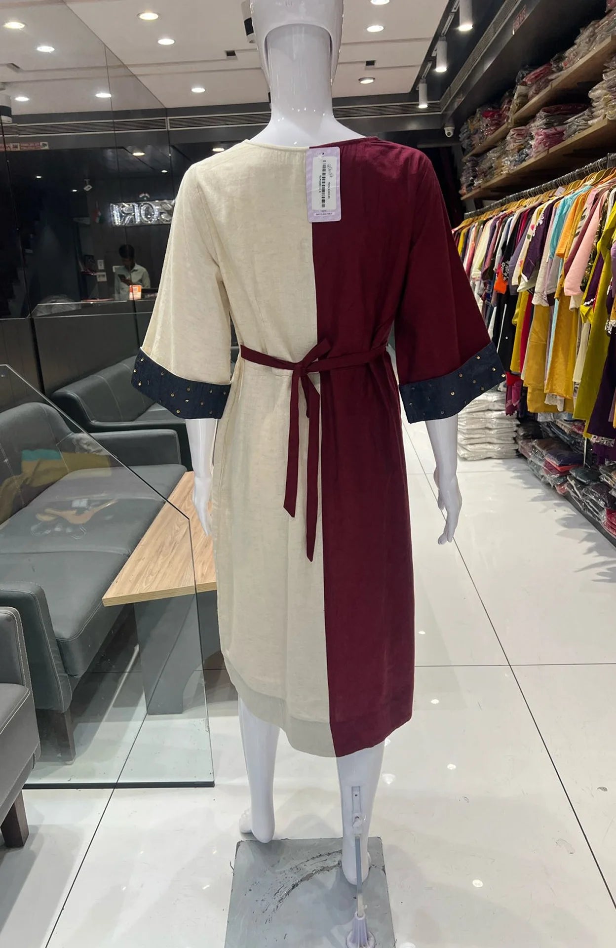 Multicolor Flex Cotton Wrap Dress for Women | Hand Work One Piece Ethnic Fusion Wear