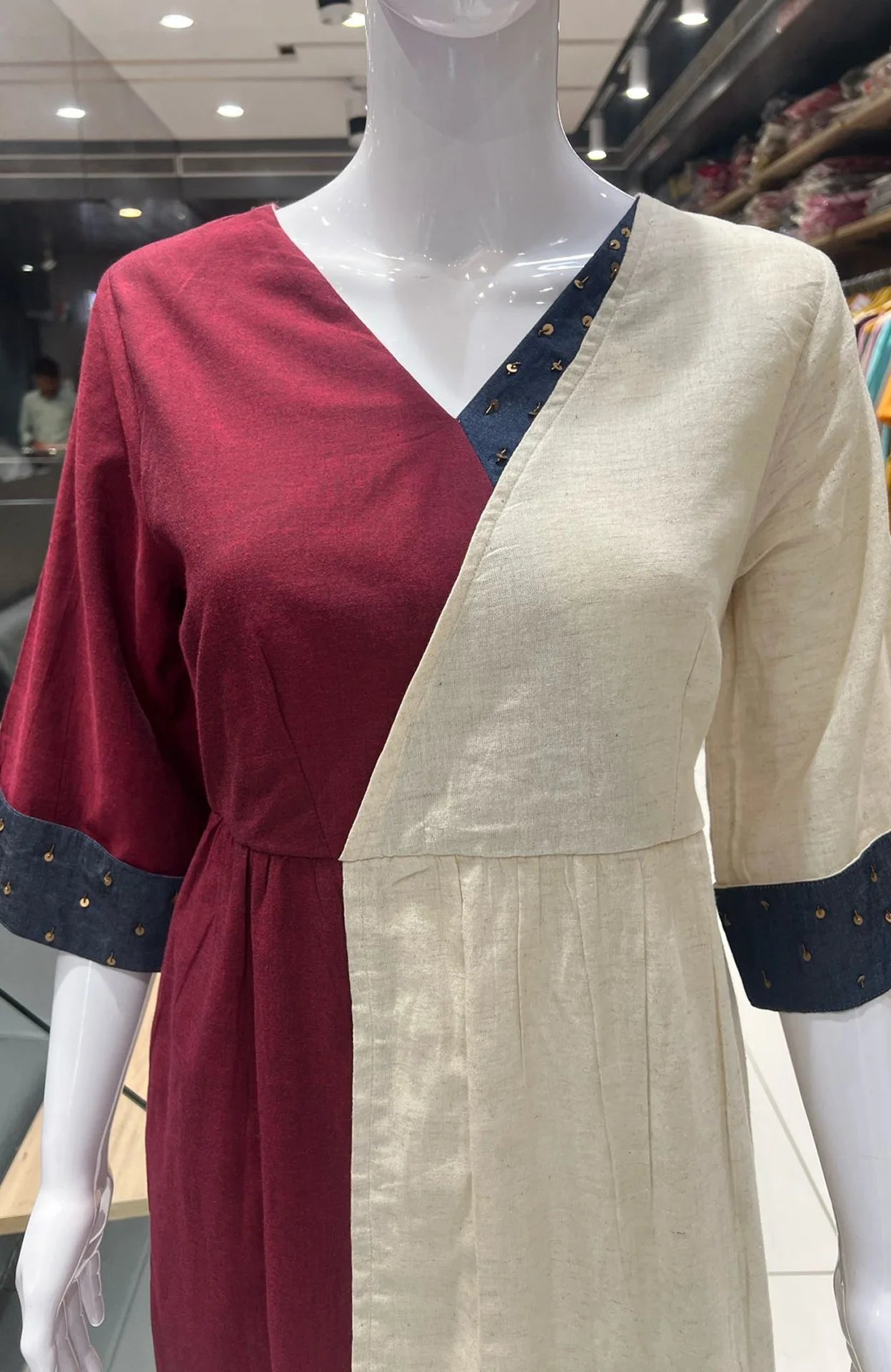 Multicolor Flex Cotton Wrap Dress for Women | Hand Work One Piece Ethnic Fusion Wear
