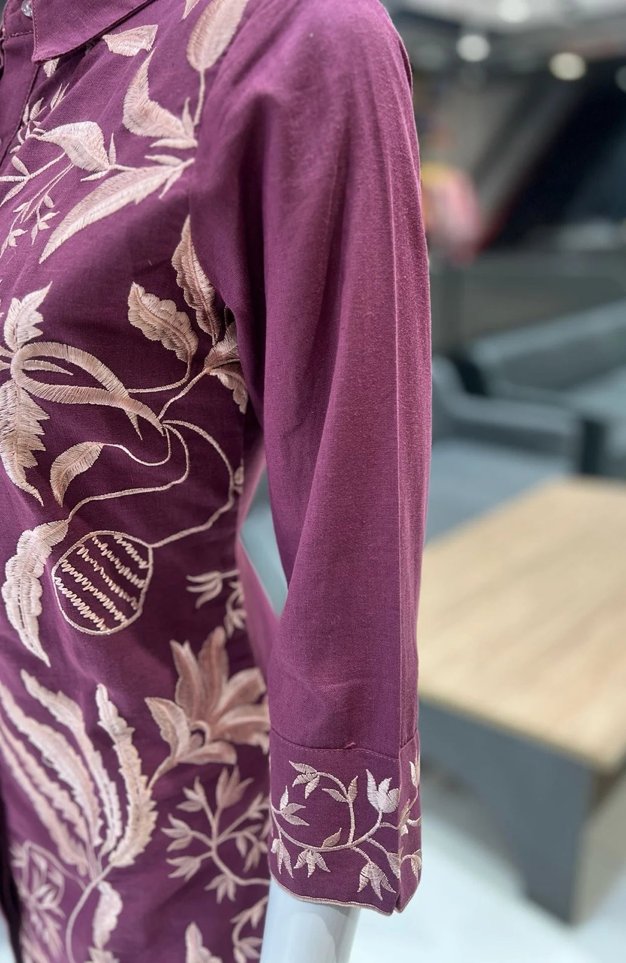 Pinkish Purple Slub Cotton Embroidered Cord Set for Women | Stylish Co-ord Set
