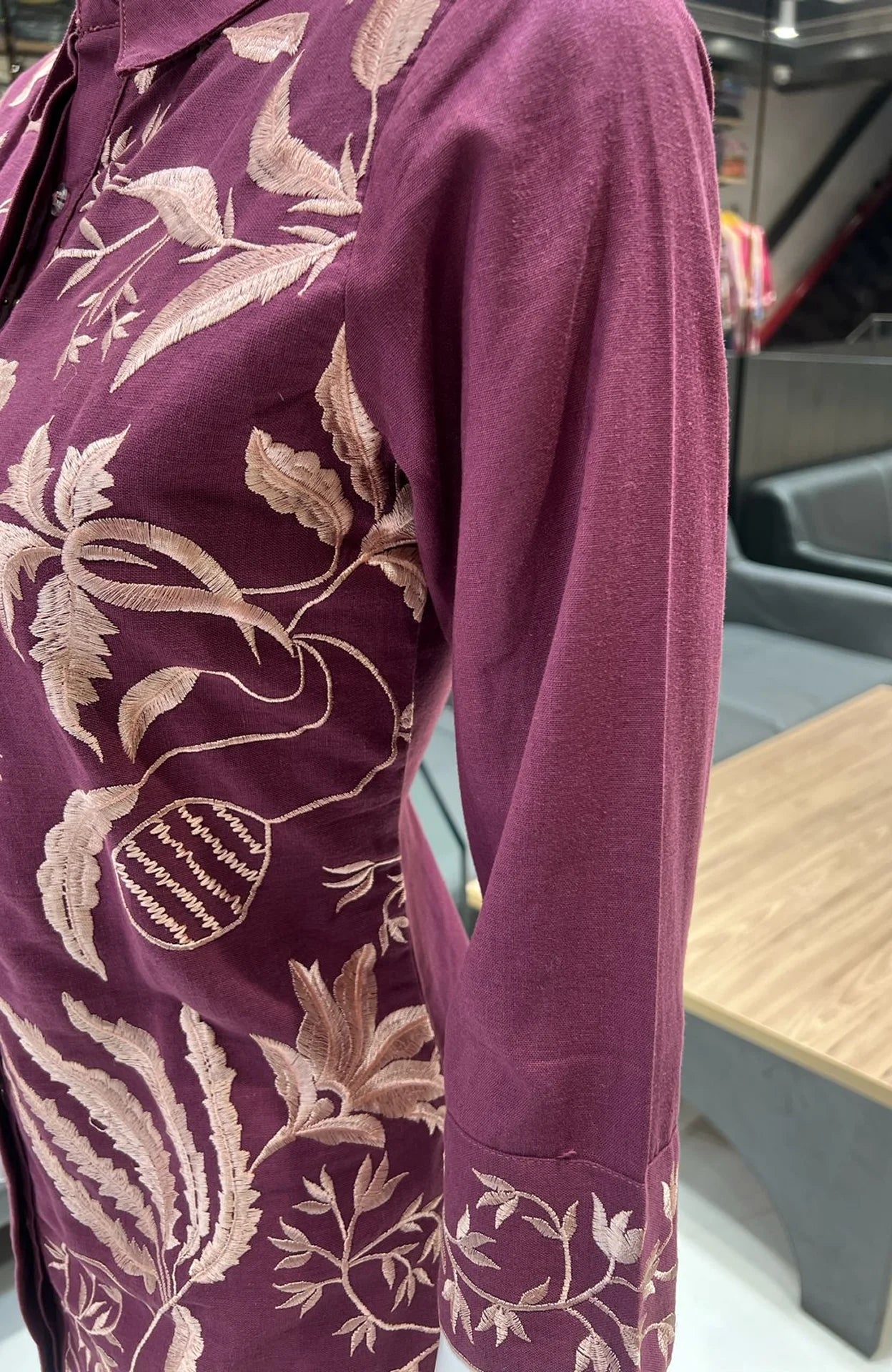 Pinkish Purple Slub Cotton Embroidered Cord Set for Women | Stylish Co-ord Set