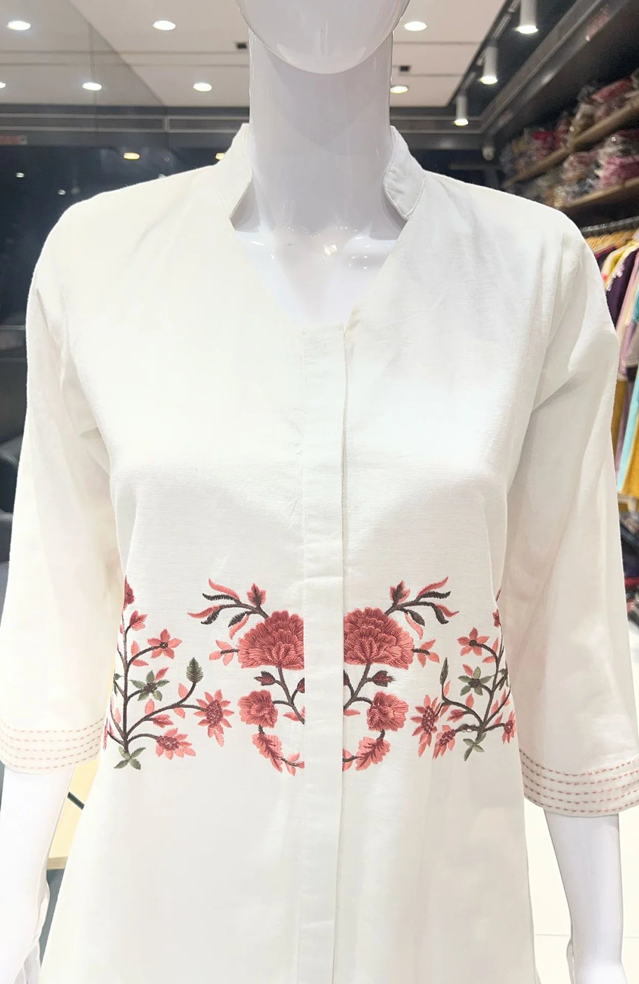 White Slub Cotton Embroidered Co-ord Set for Women | Premium Cord Set