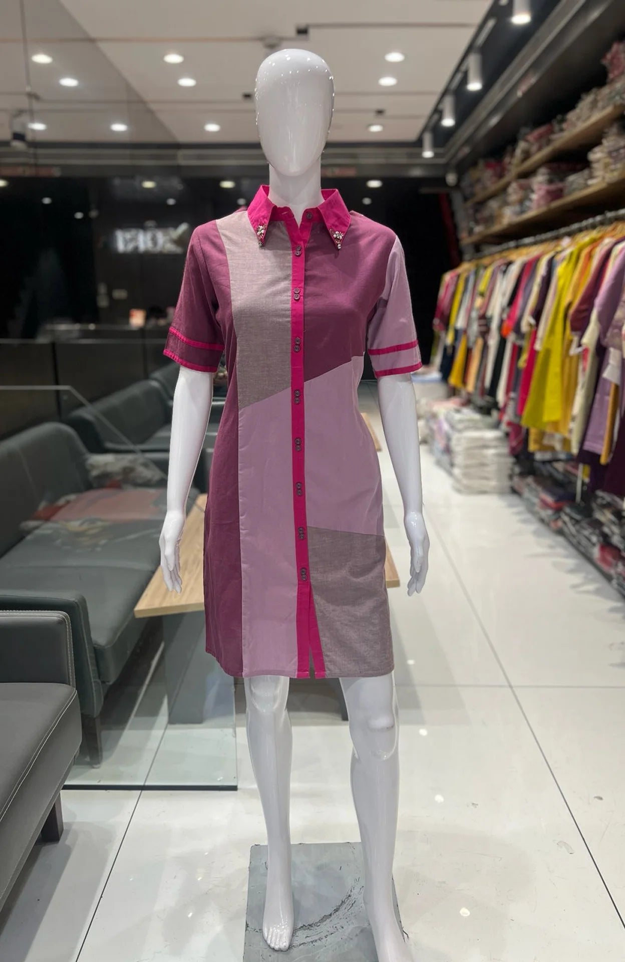 Multi Colour Linen Cotton Shirt Dress for Women | Button Work Casual & Office Wear One Piece